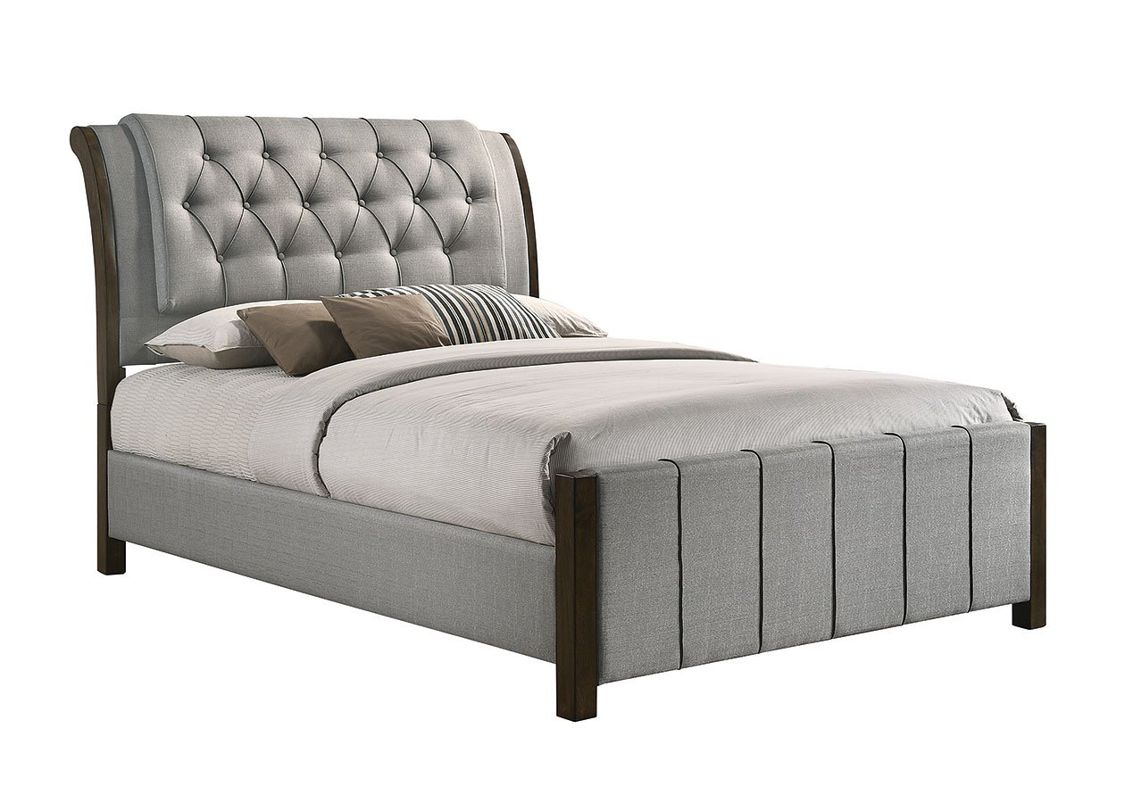Lohrville Light Gray Upholstered Queen Panel Bed - 1StopBedrooms.