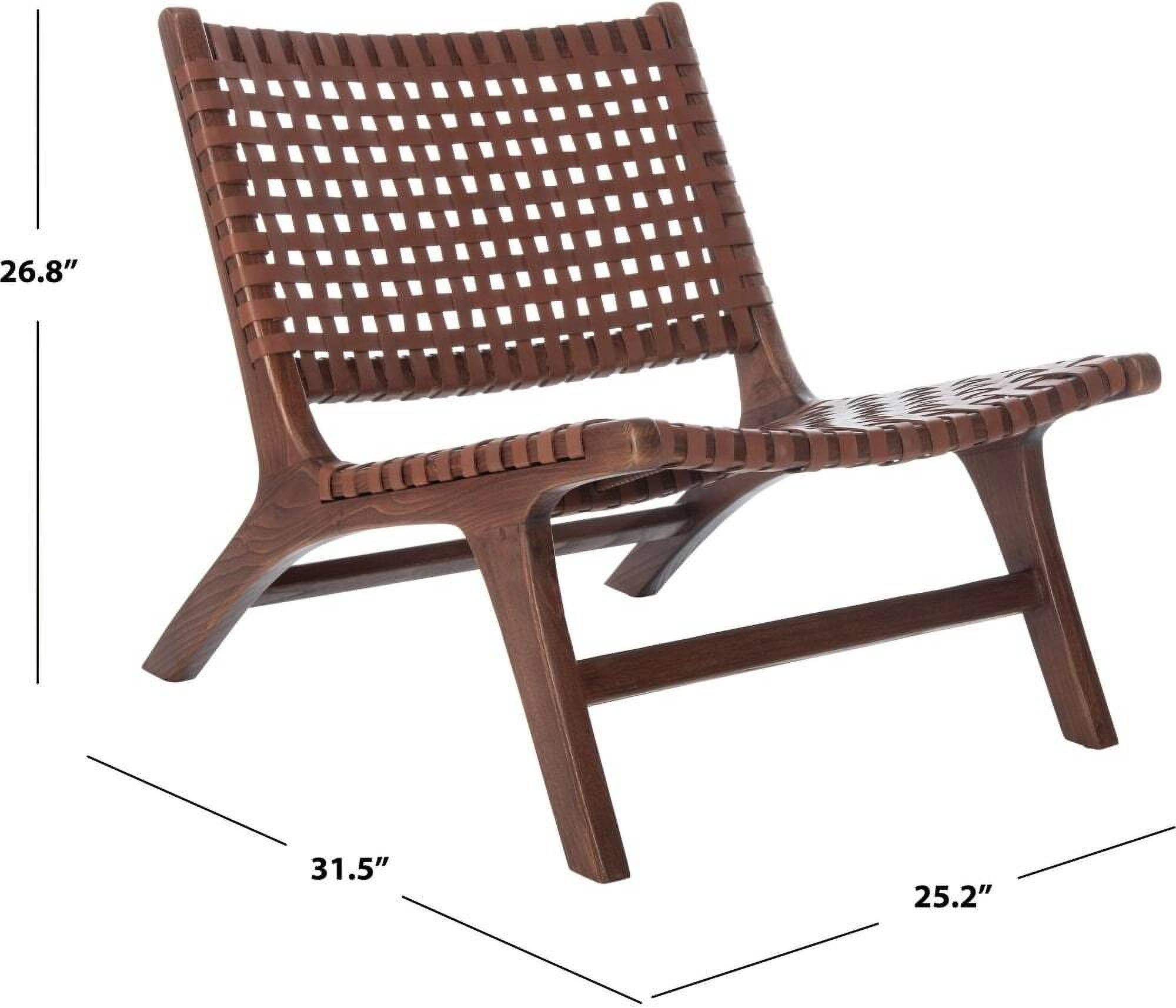 Luna Brown With Cognac Leather Woven Accent Chair 1stopbedrooms