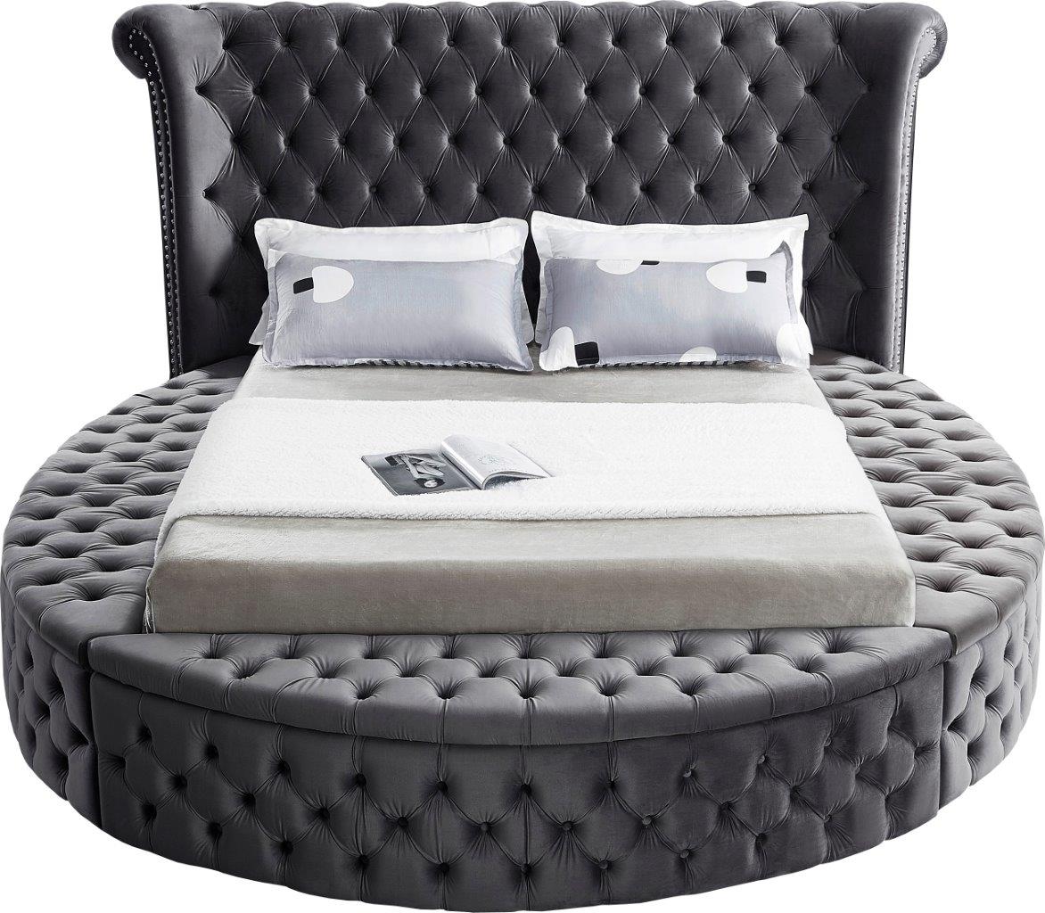 Luxus Grey Velvet Queen Bed - 1StopBedrooms.