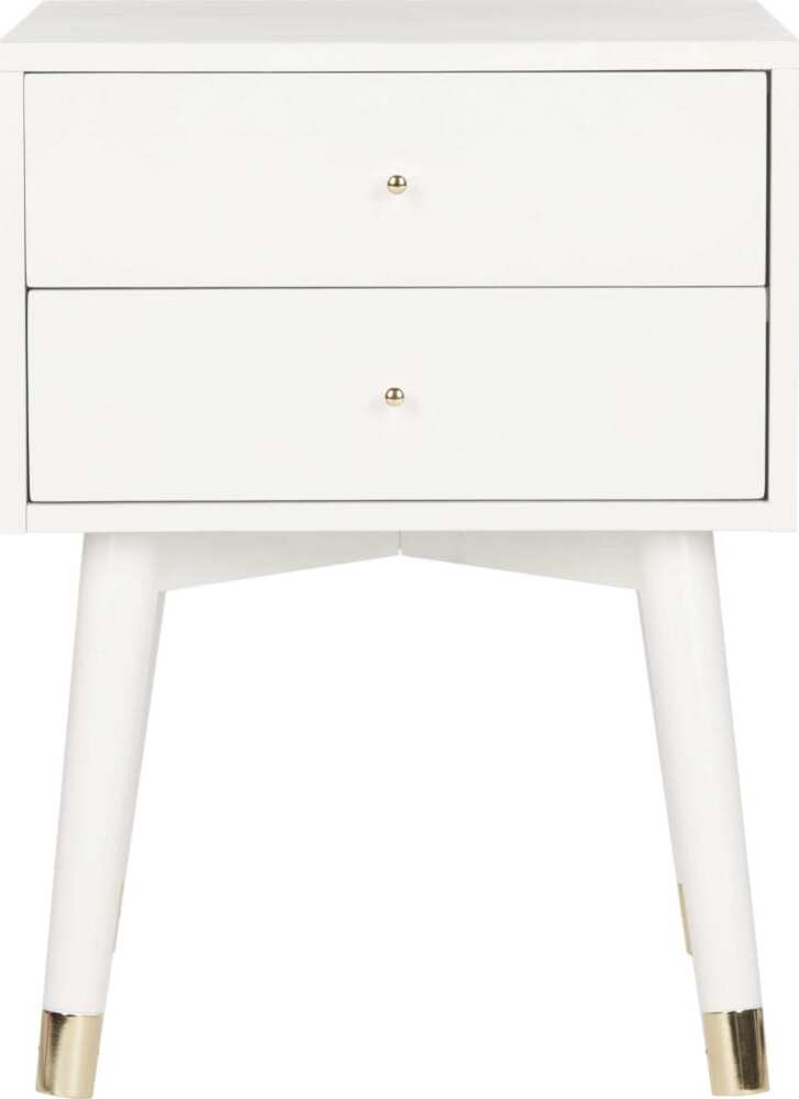 Lyla Gold White Mid Century Retro Gold Cap Nightstand 1stopbedrooms