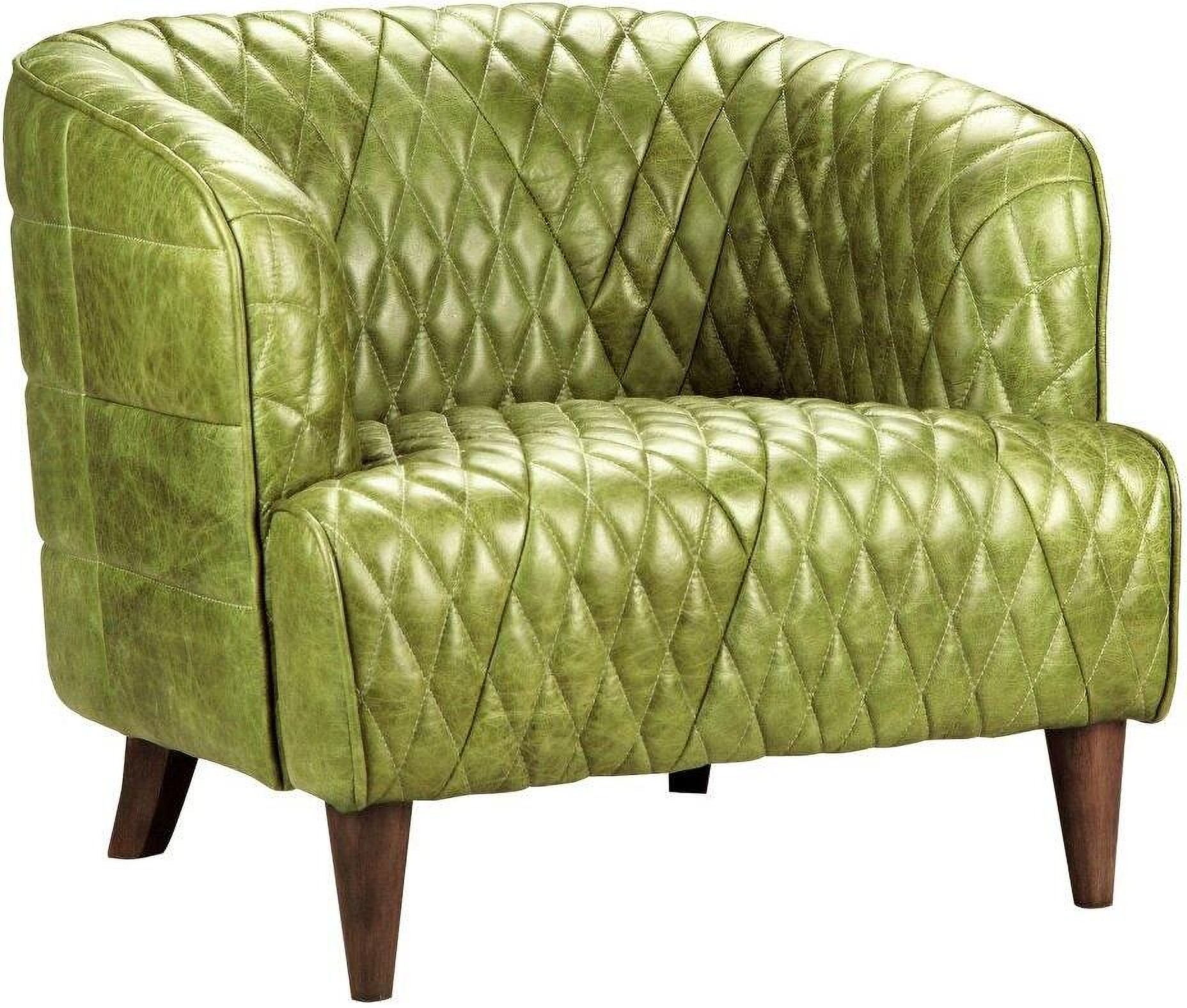 Magdelan Dark Green Tufted Leather Arm Chair 1StopBedrooms.