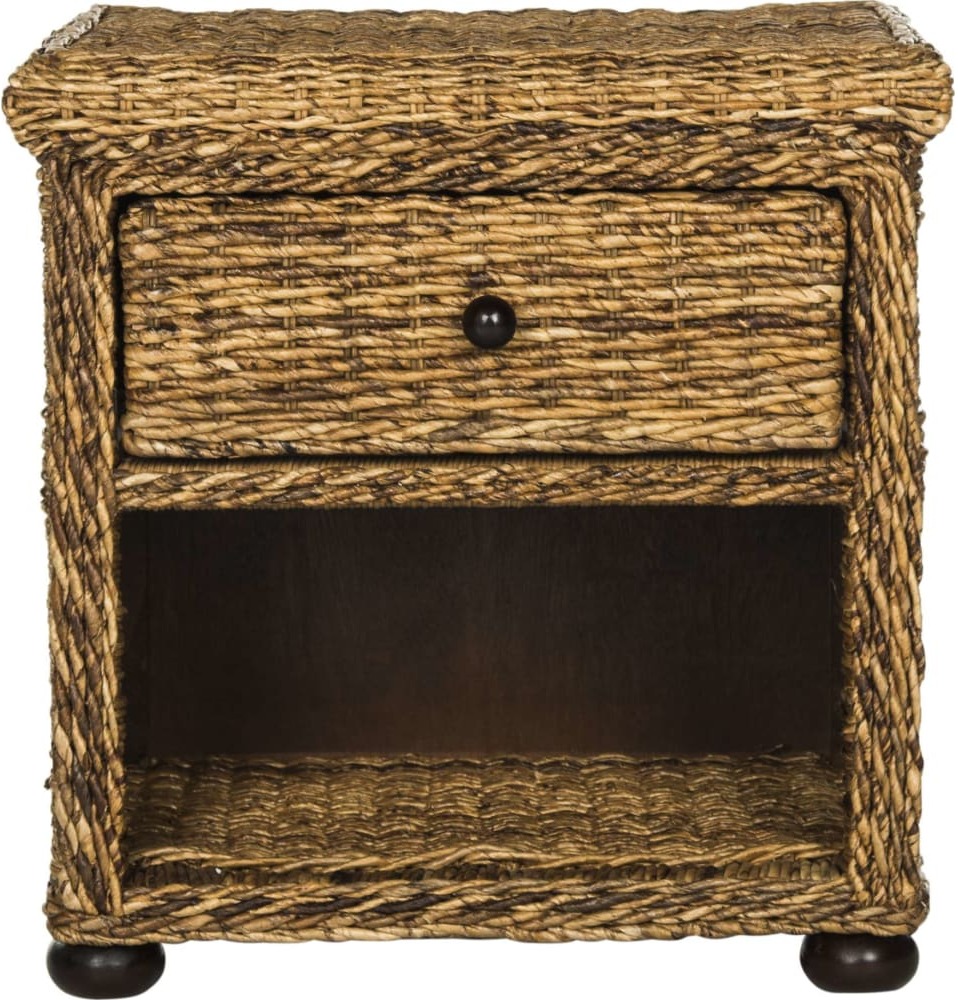 Magi Natural Abaca Brown Wicker Nightstand With Drawer 8 Inch Storage 1stopbedrooms