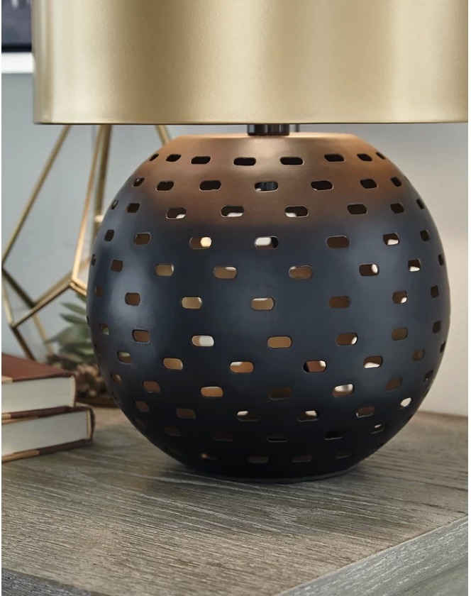 Mareike Black Gold Finish Metal Table Lamp 1stopbedrooms