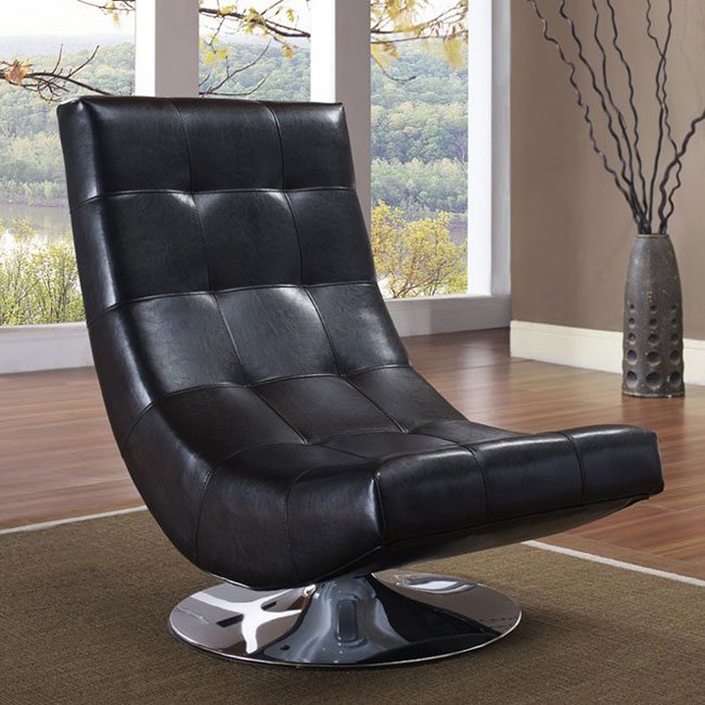 Mario Black Bonded Leather Swivel Chair 1stopbedrooms