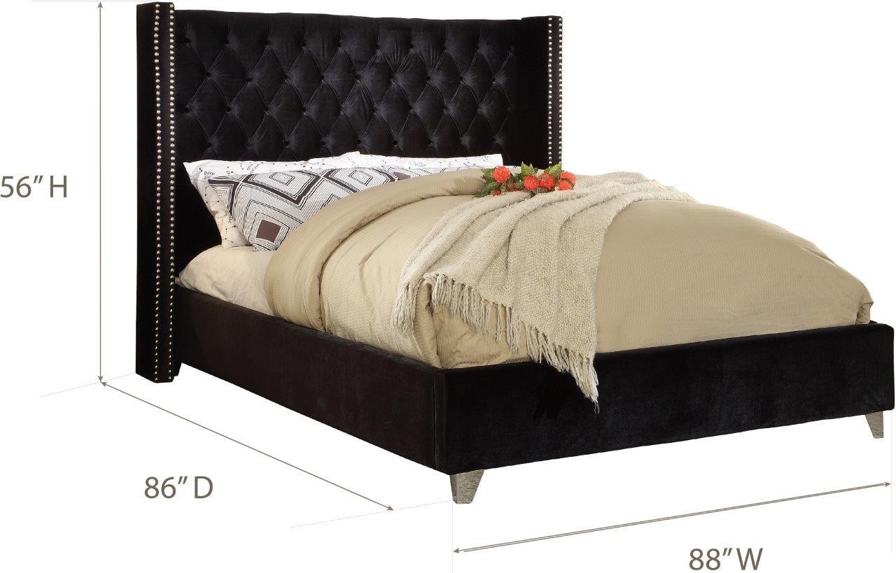 Meridian Furniture Aiden Velvet King, Meridian Bed Frame