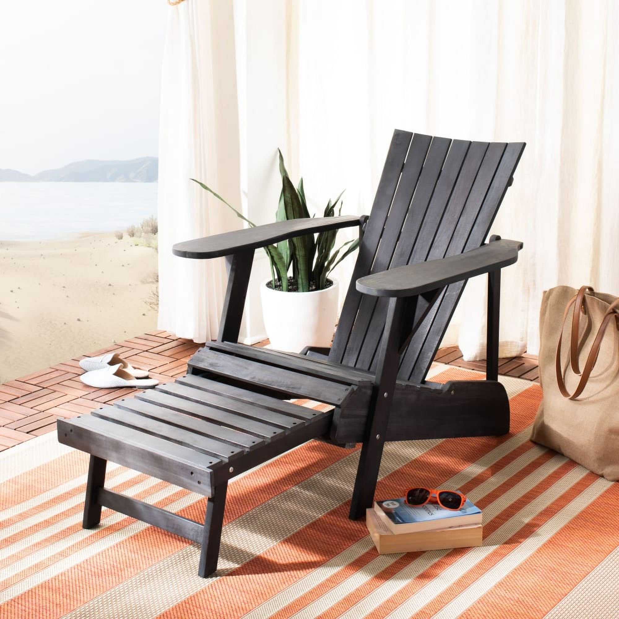 Merlin Ash Gray Adirondack Chair With Retractable Footrest ...