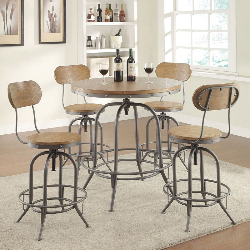 Metal And Wood Bar Table Set 1stopbedrooms