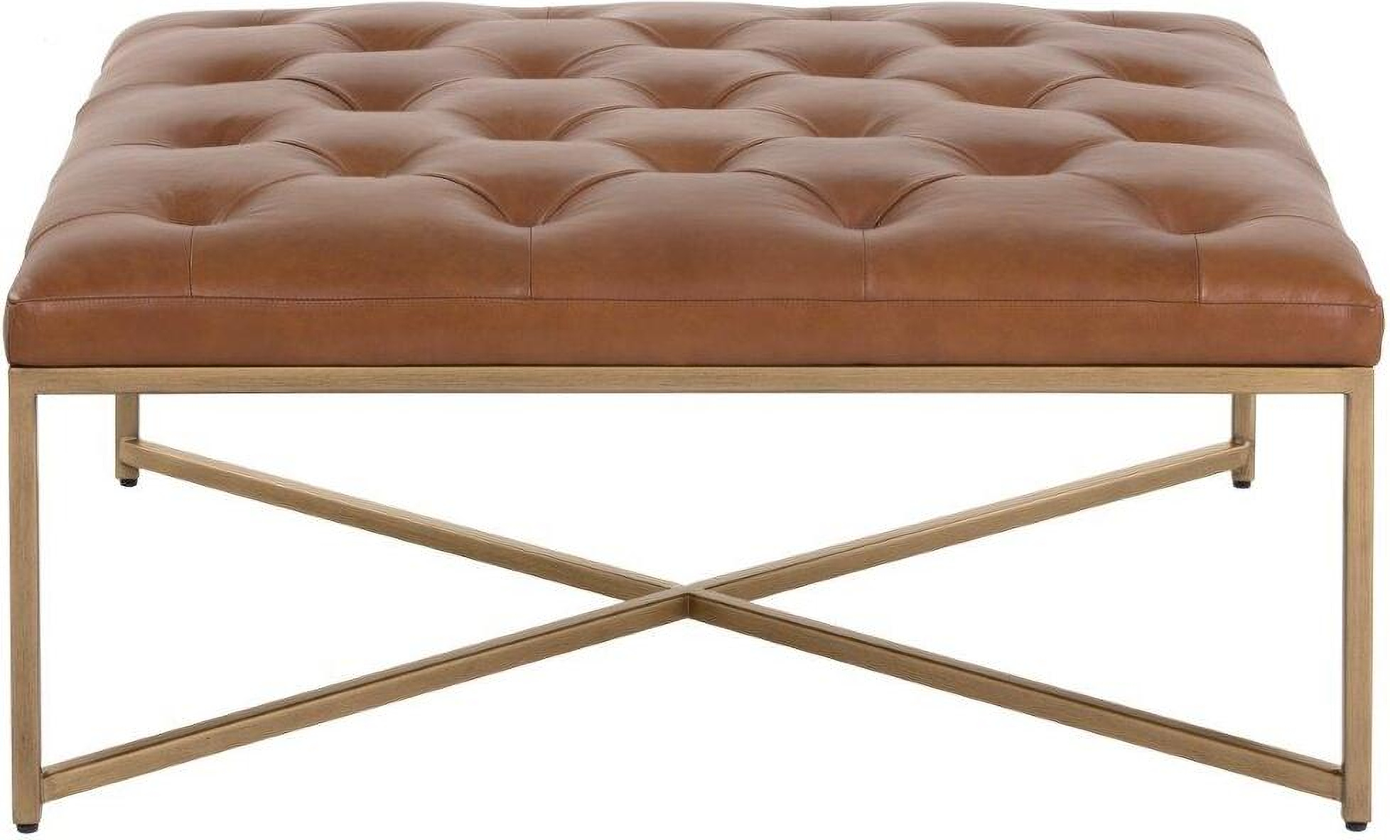 Mixt Vintage Camel Leather Endall Square Ottoman 1StopBedrooms.
