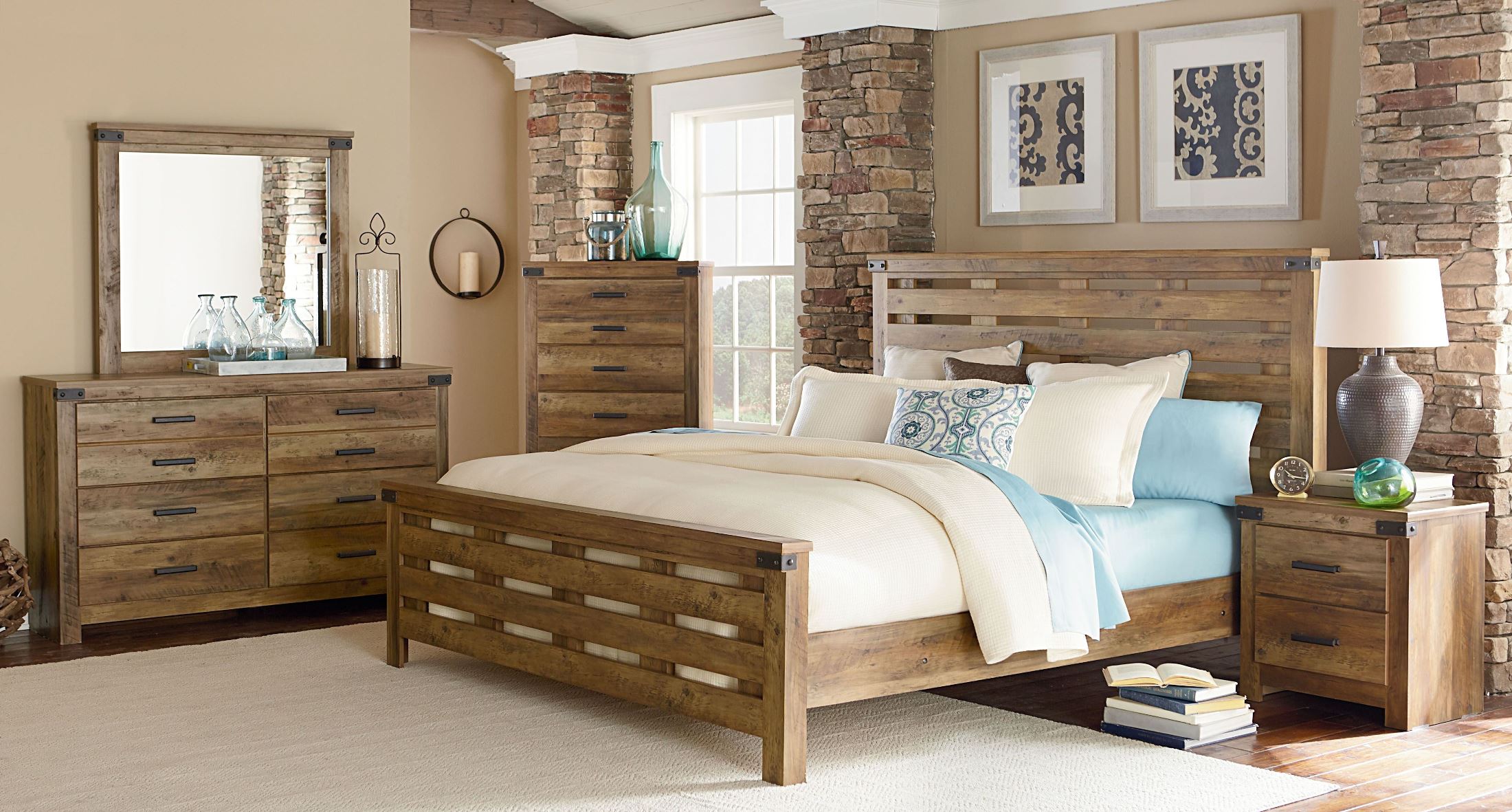 Montana Rustic Buckskin Panel Bedroom Set
