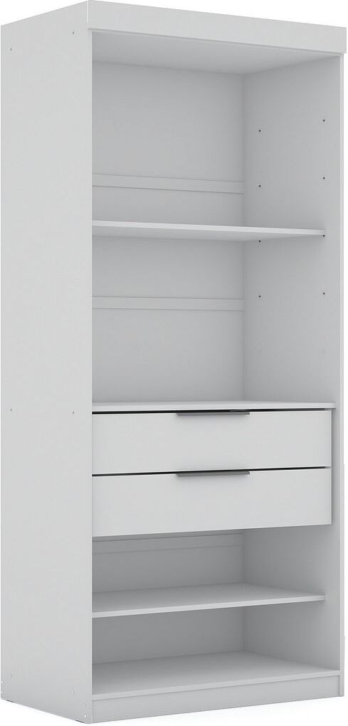 Mulberry Open 1 Sectional Modern Armoire Wardrobe Closet With 2 Drawers In White 1stopbedrooms