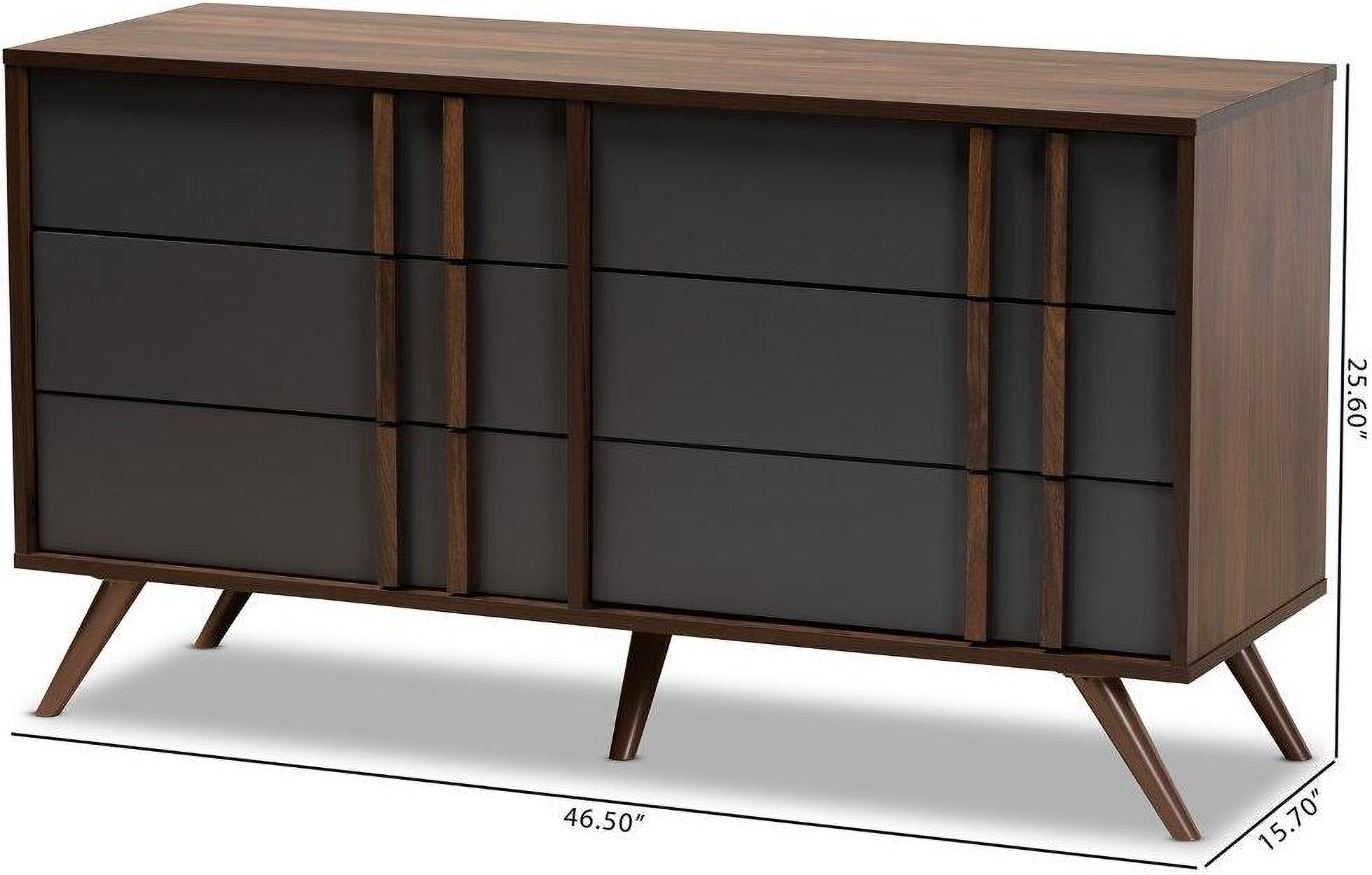 Naoki Modern And Contemporary Two Tone Grey And Walnut Finished Wood 6 Drawer Bedroom Dresser 1stopbedrooms