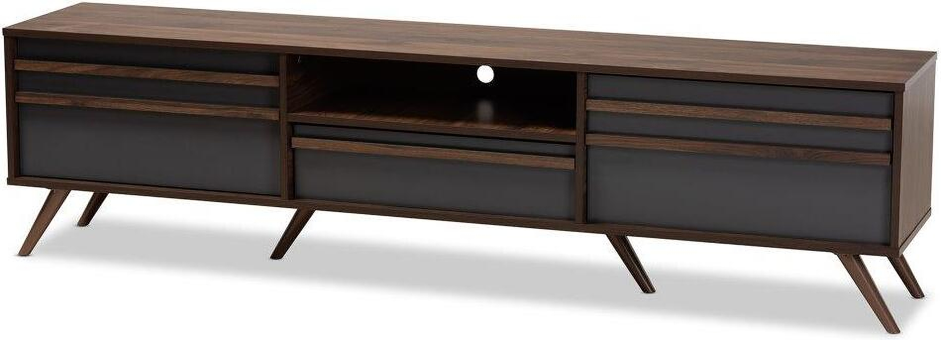 Naoki Modern And Contemporary Two Tone Grey And Walnut Finished Wood Tv Stand With Drop Down Compartments 1stopbedrooms Two sliding barn cabinet doors open to. naoki modern and contemporary two tone grey and walnut finished wood tv stand with drop down compartments