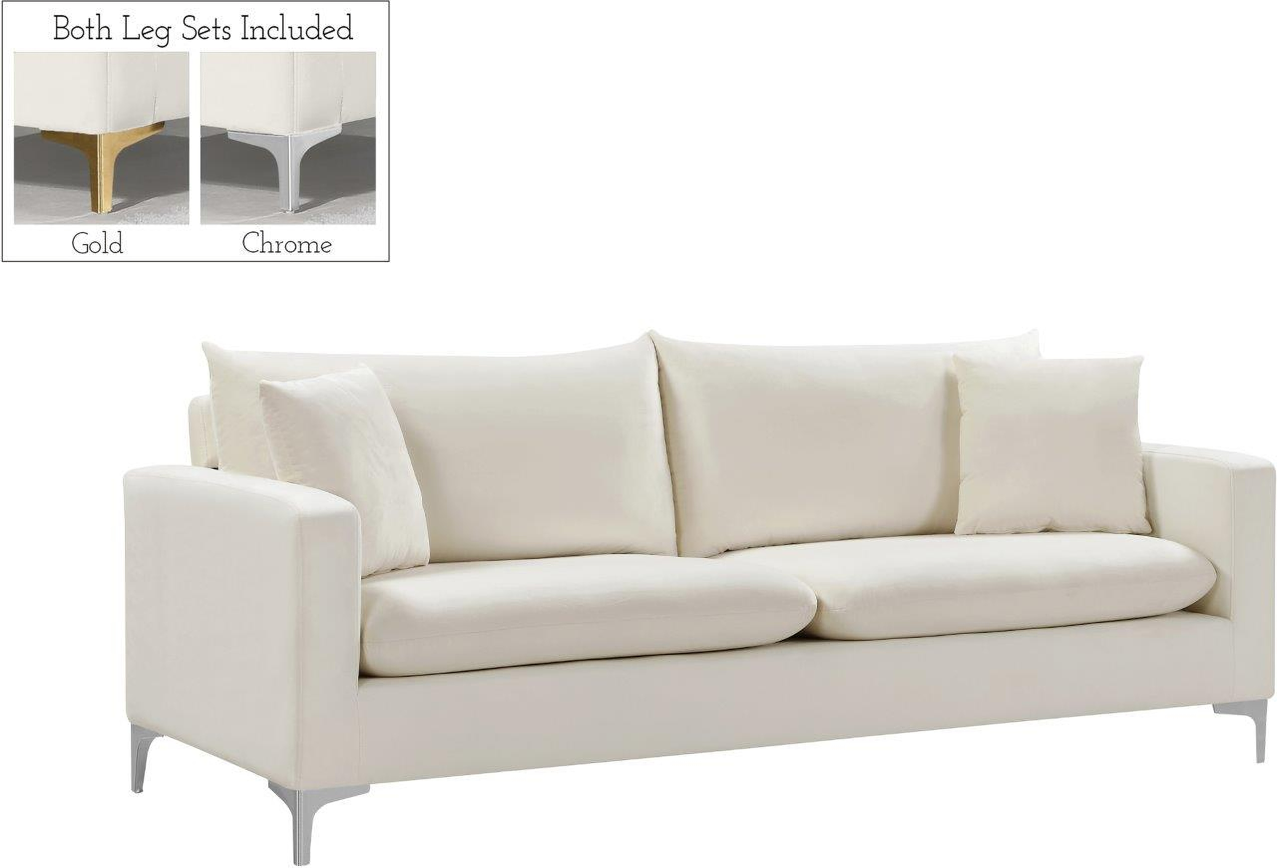 Naomi Cream Velvet Sofa 1stopbedrooms