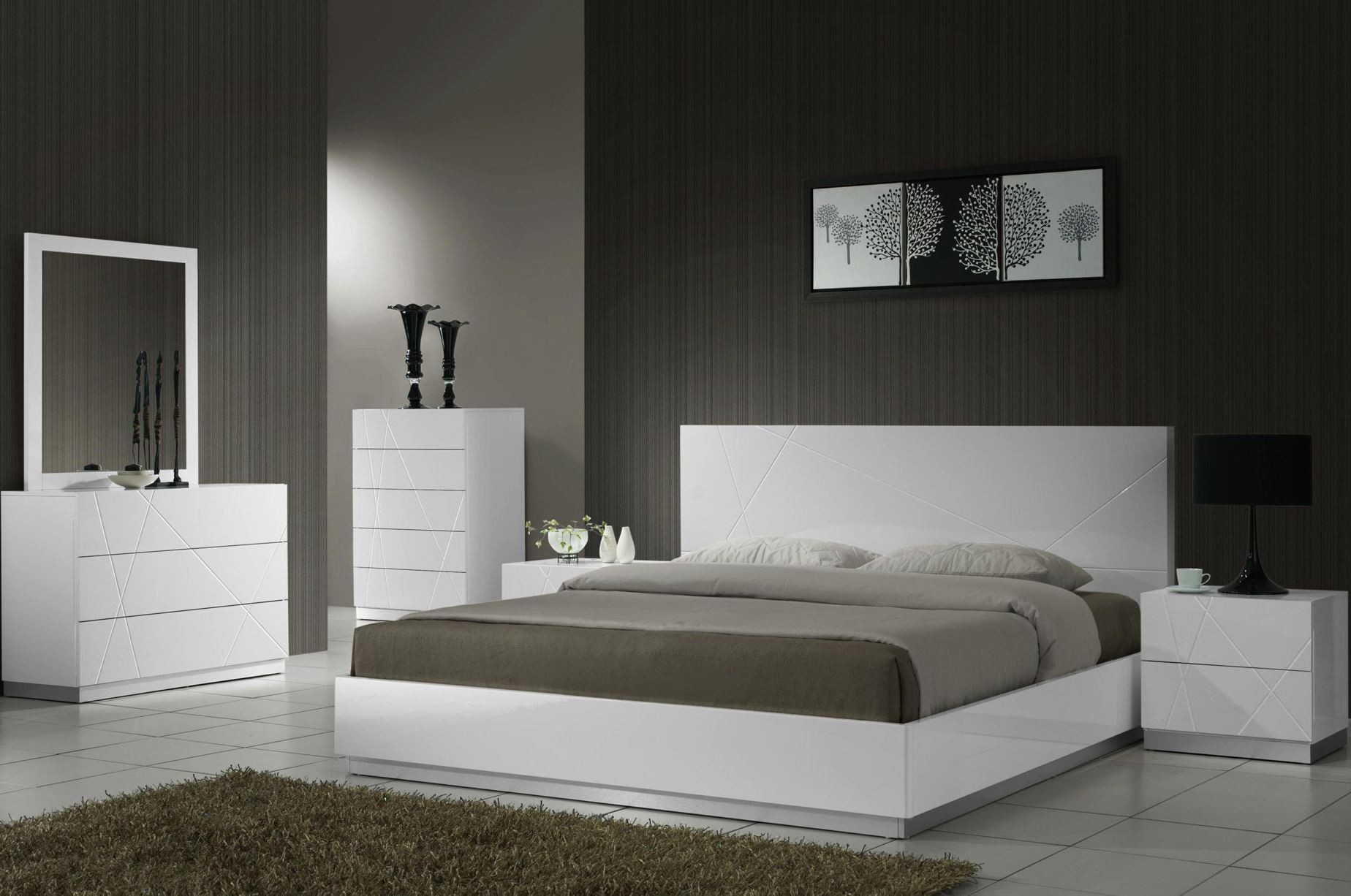Naples White Lacquer Platform Bedroom Set - 1StopBedrooms.