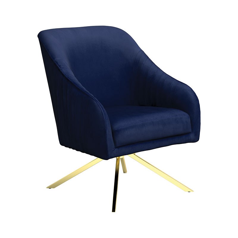 Navy Blue Velvet Accent Chair W Quadropod Swivel Base 1stopbedrooms