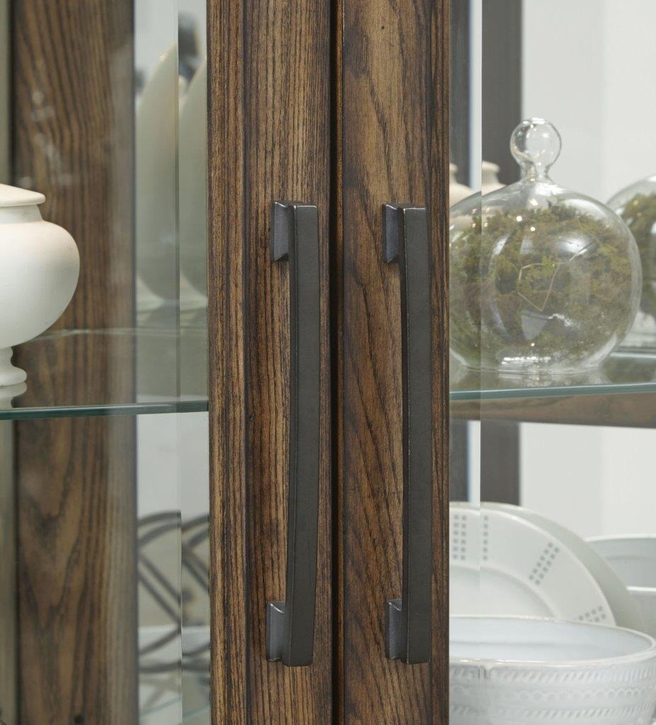 Oak Brown Double Door Corner Curio Cabinet 1stopbedrooms