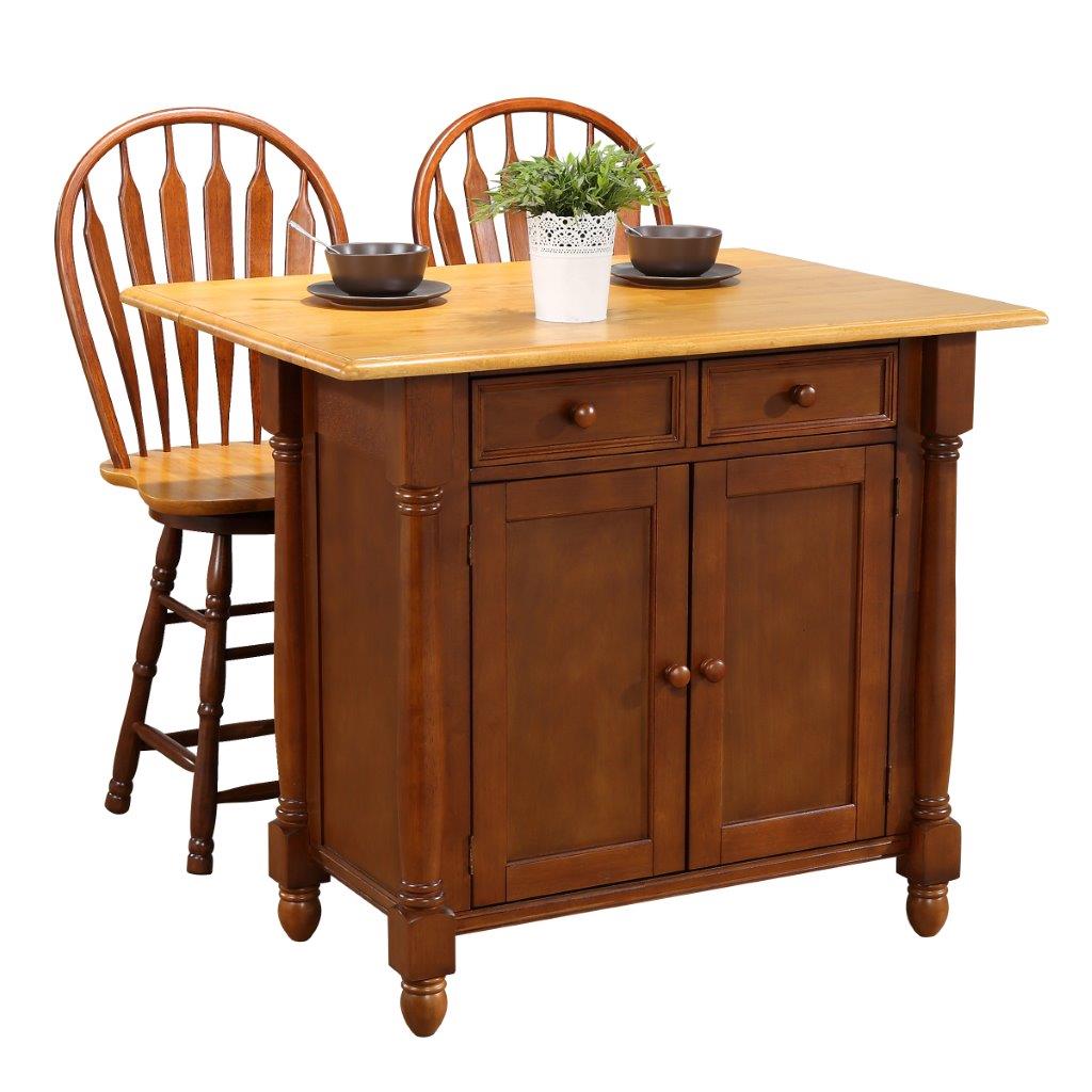 Oak Selections Storage Nutmeg with Light Oak Drop Leaf ...