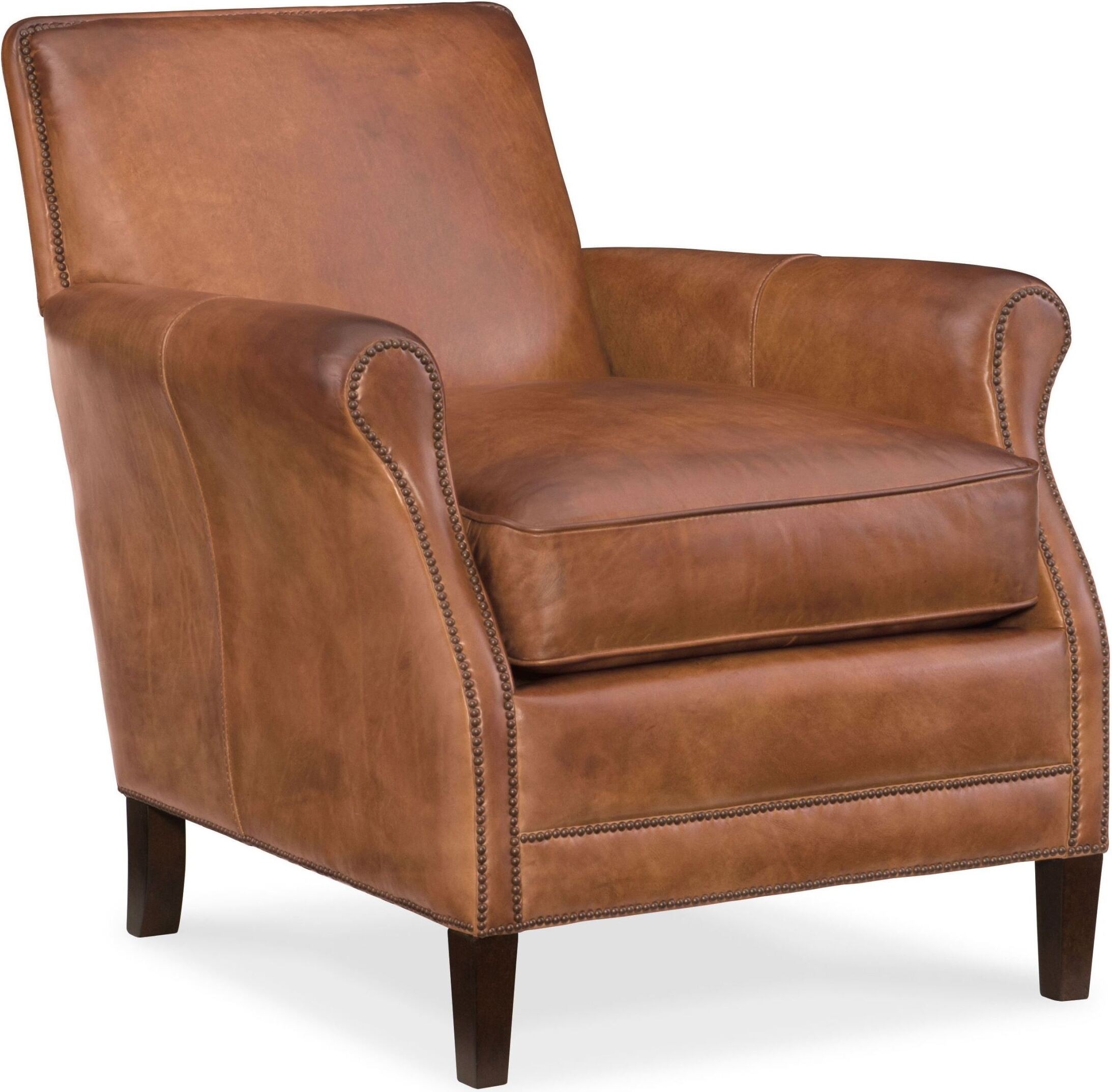 Royce Natchez Brown Leather Club Chair, Tan Leather Club Chair