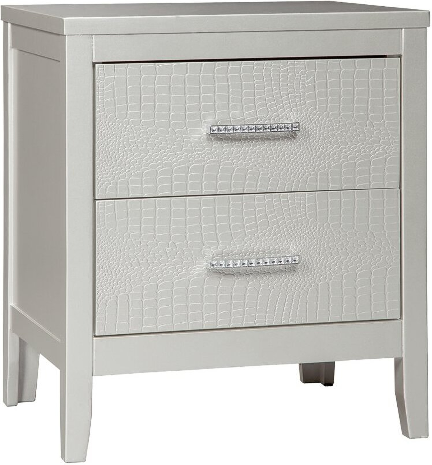 Olivet Silver 2 Drawer Nightstand 1stopbedrooms