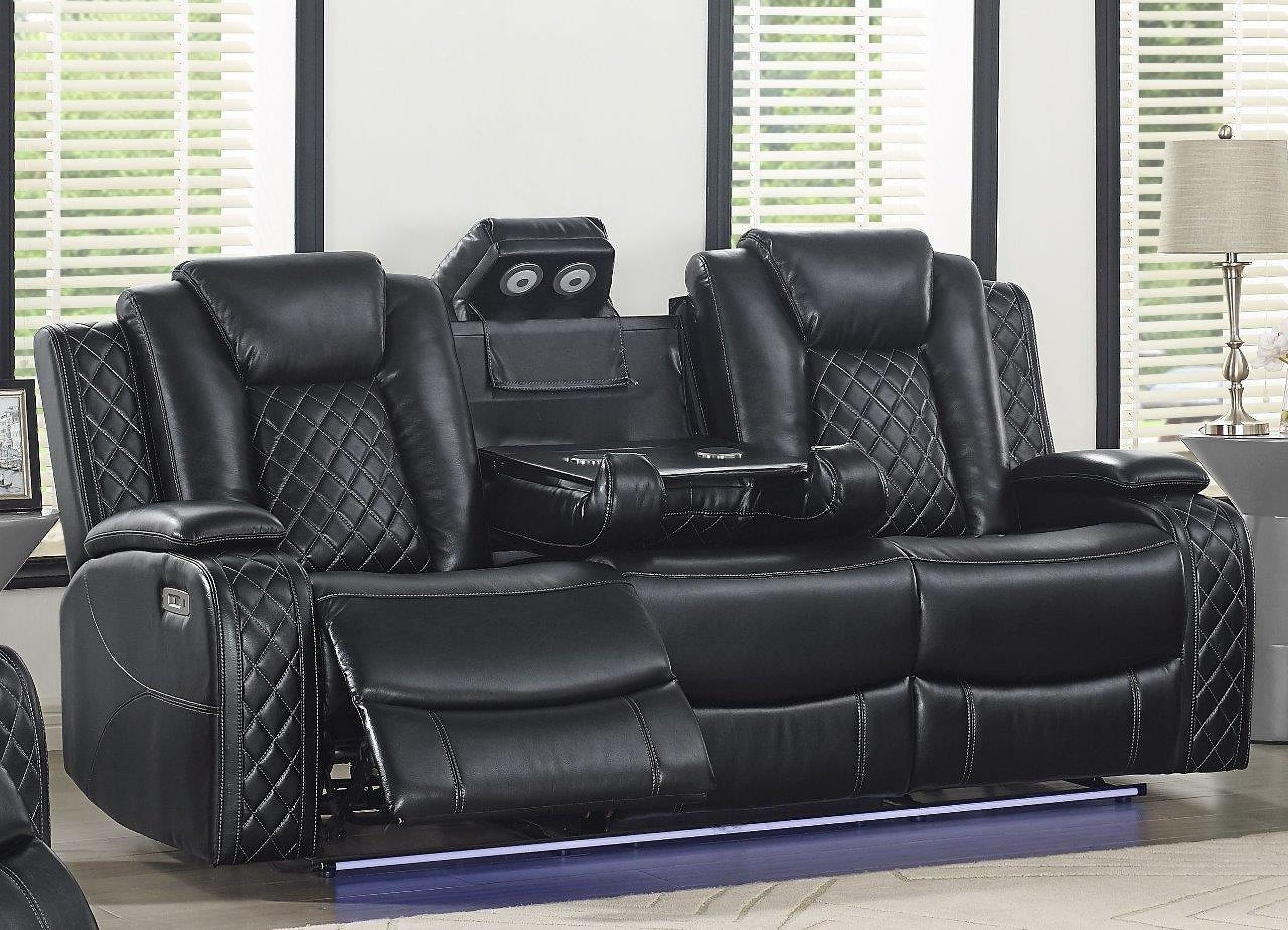 reclining leather sofa with manual footrest