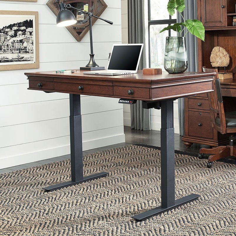 Oxford 60 Inch Adjustable Lift Desk Whiskey Brown 1stopbedrooms