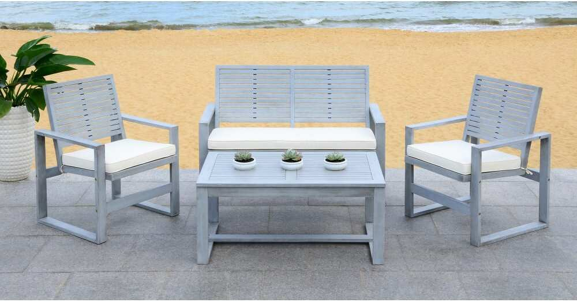 Ozark Grey Wash 5-Piece Outdoor Living Set - 1StopBedrooms.