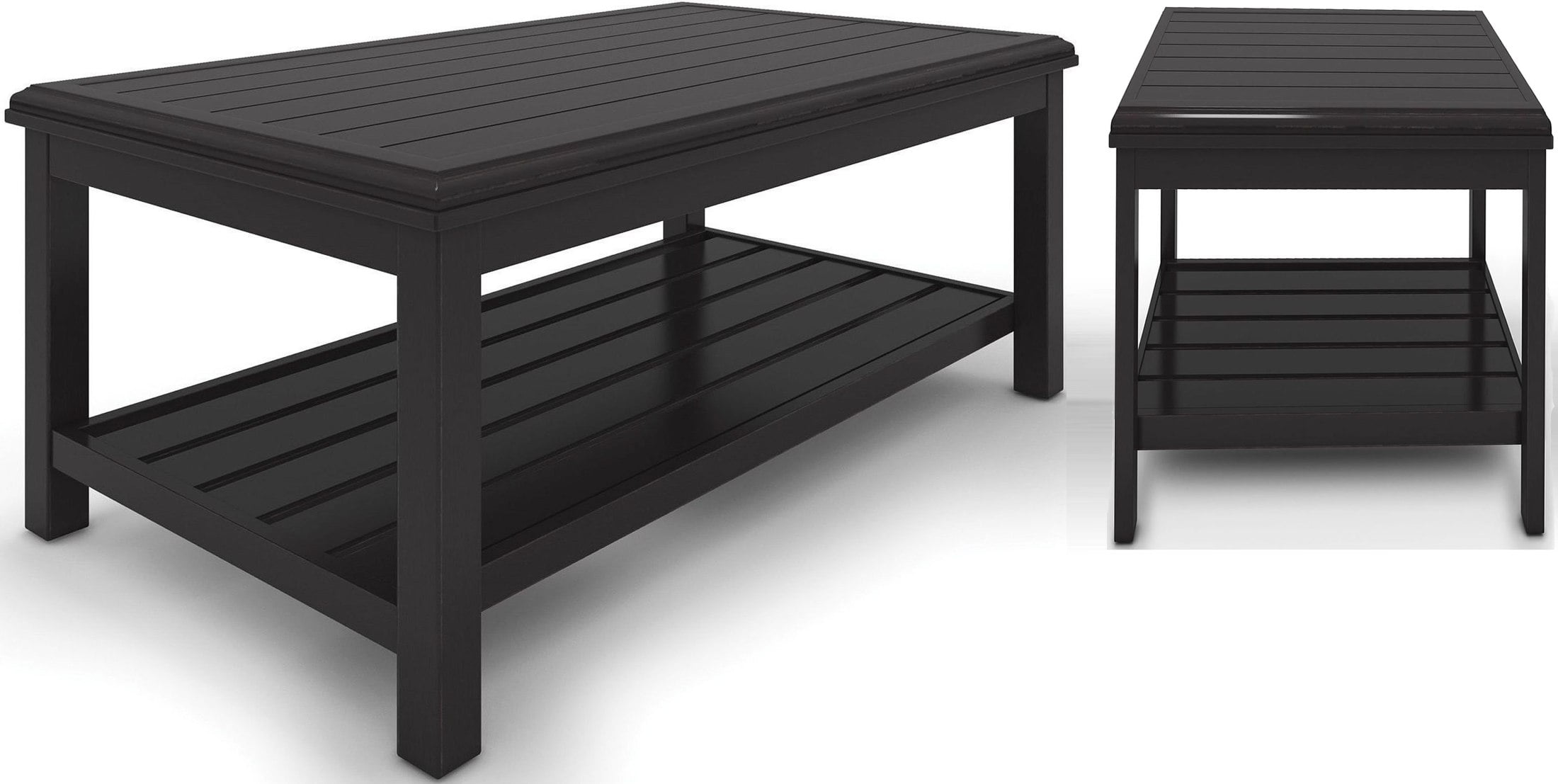 Signature Design By Ashley Castle Island Dark Brown Rectangular Occasional Table Set Castle Island Collection 4 Reviews 1stopbedrooms Com