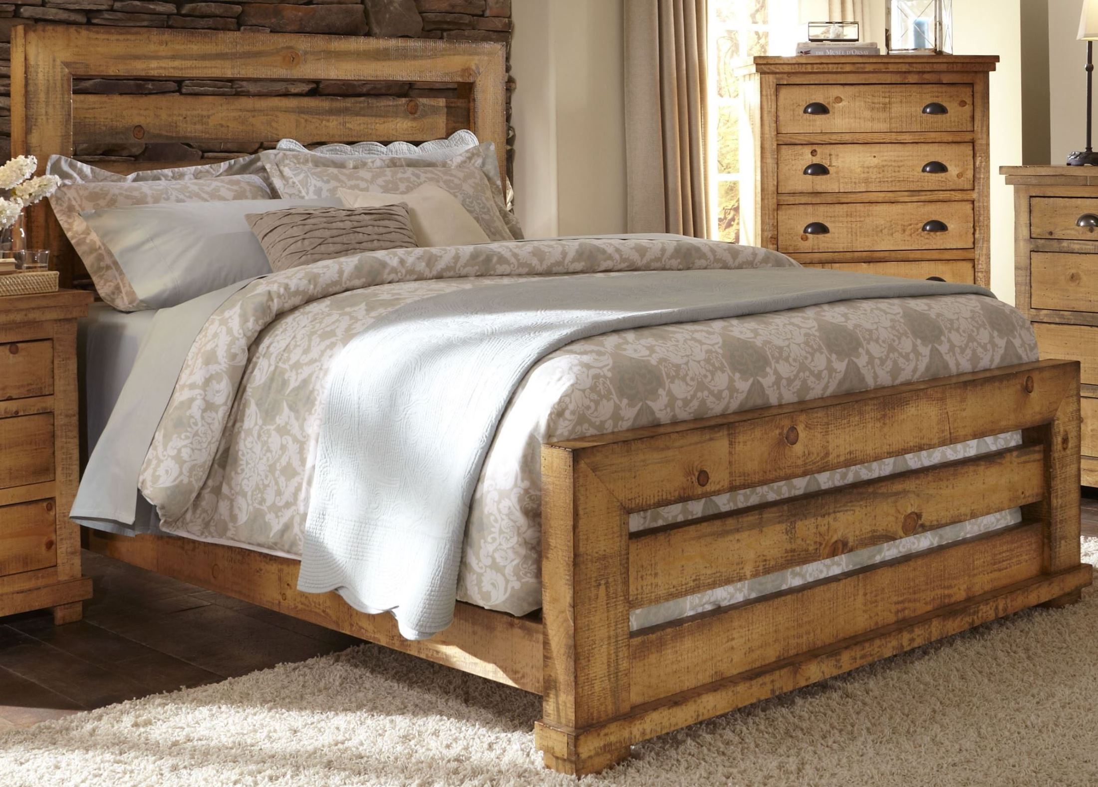 Willow Distressed Pine Slat Bedroom Set