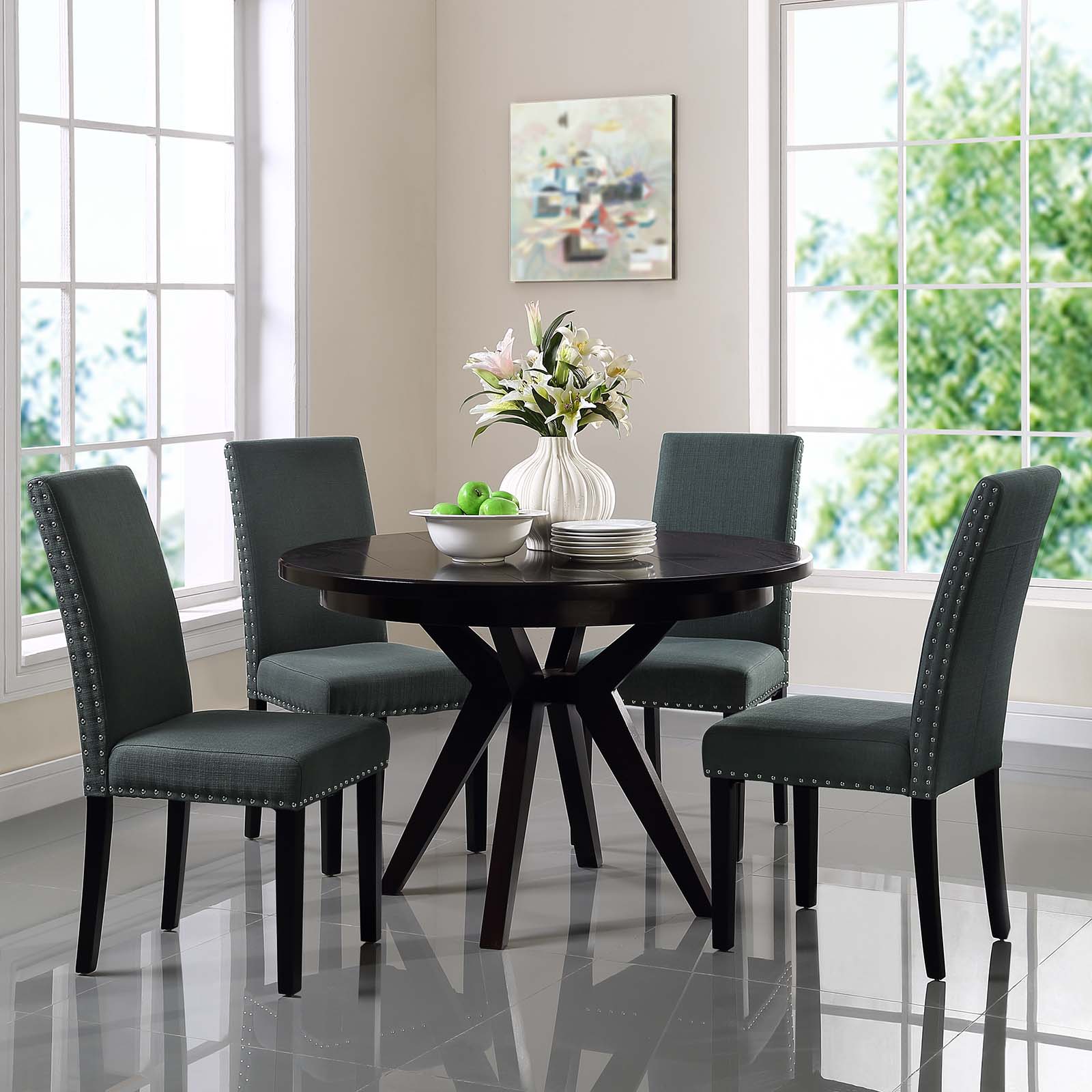 Parcel Gray Dining Side Chair Fabric Set of 4 EEI-3552-GRY ...