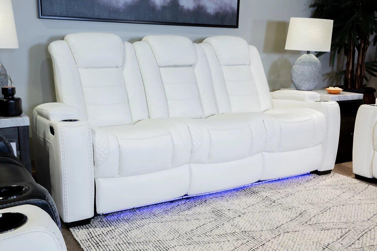 Party Time White Power Reclining Living Room Set With Adjustable