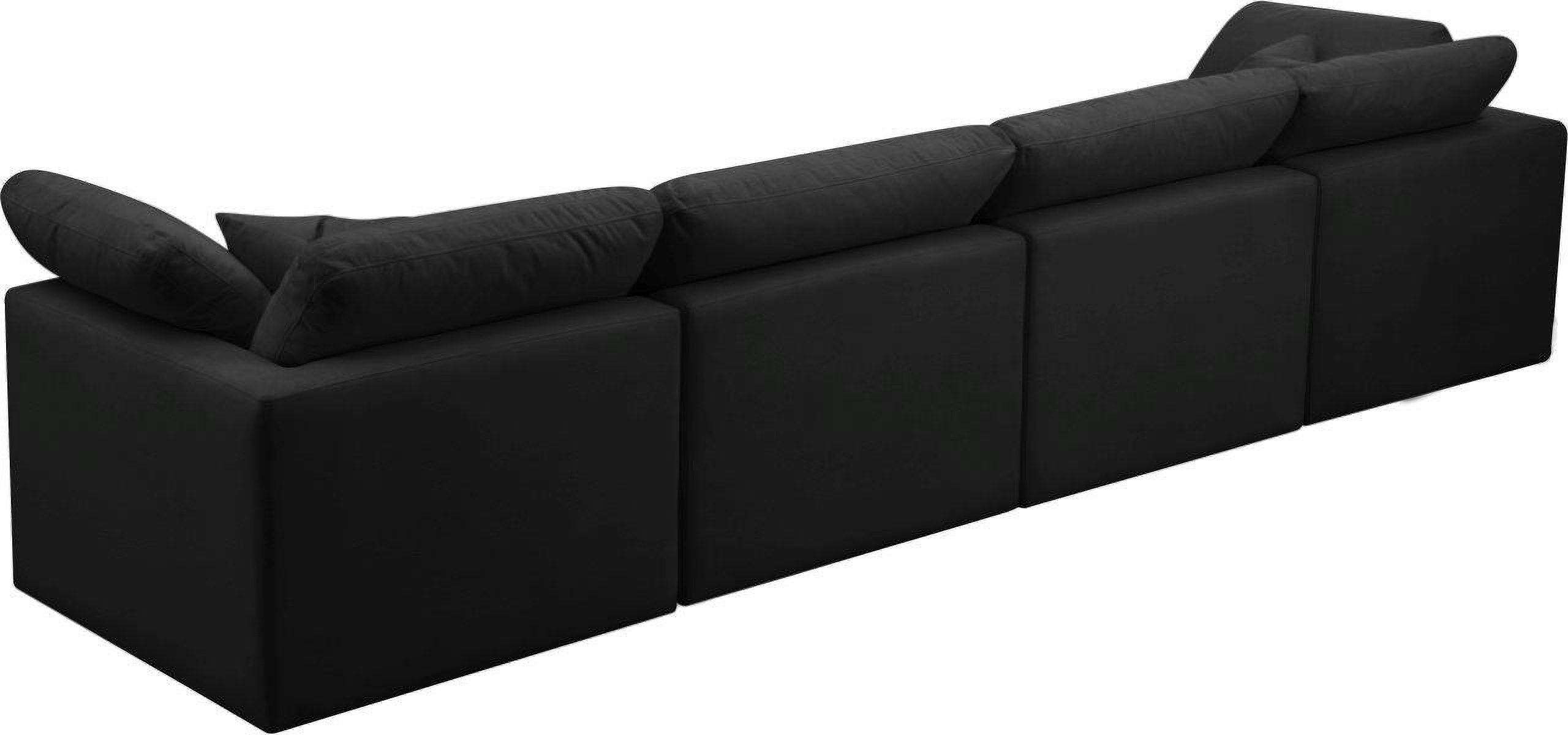 Plush Black Velvet Standard Cloud Modular Sofa 602Black-S140