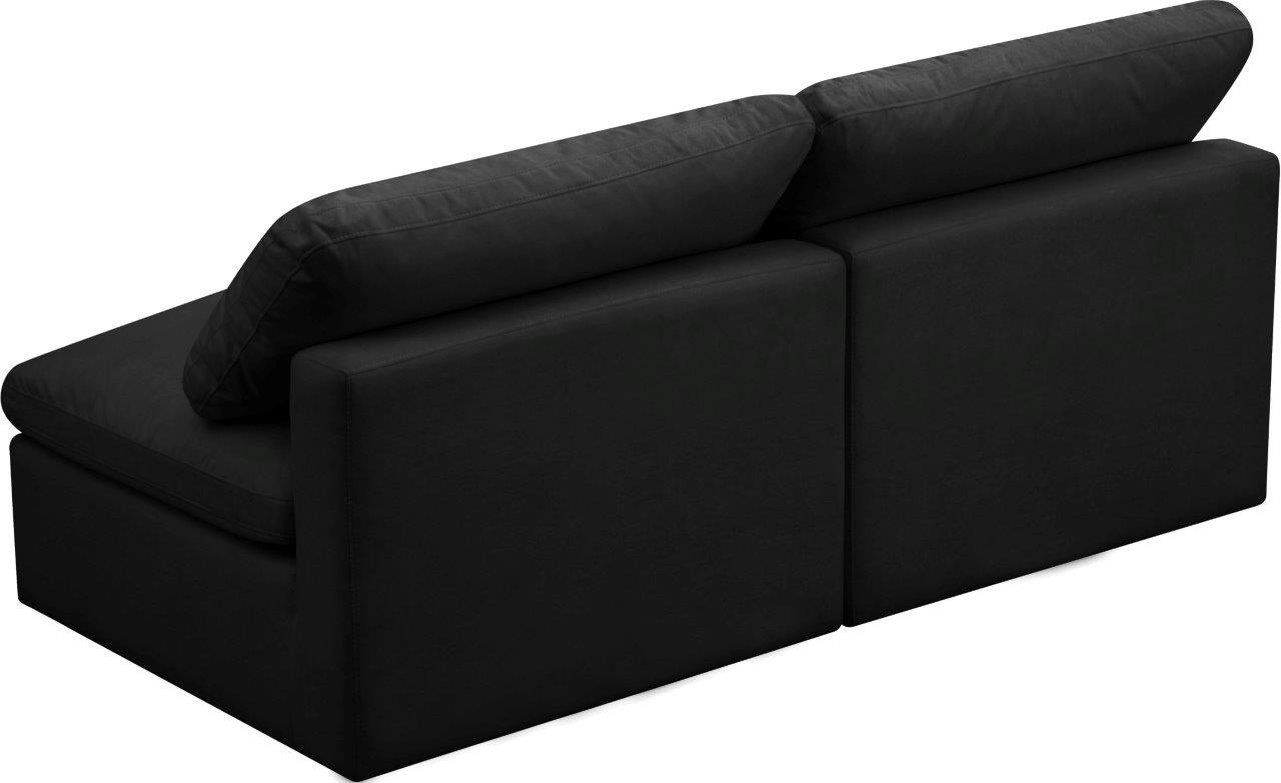 Plush Black Velvet Standard Cloud Modular Sofa 602Black-S2 - 1StopBedrooms.