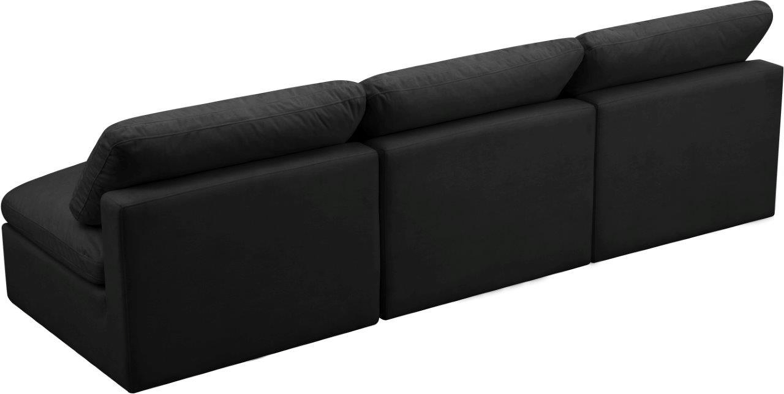 Plush Black Velvet Standard Cloud Modular Sofa 602Black-S3 - 1StopBedrooms.