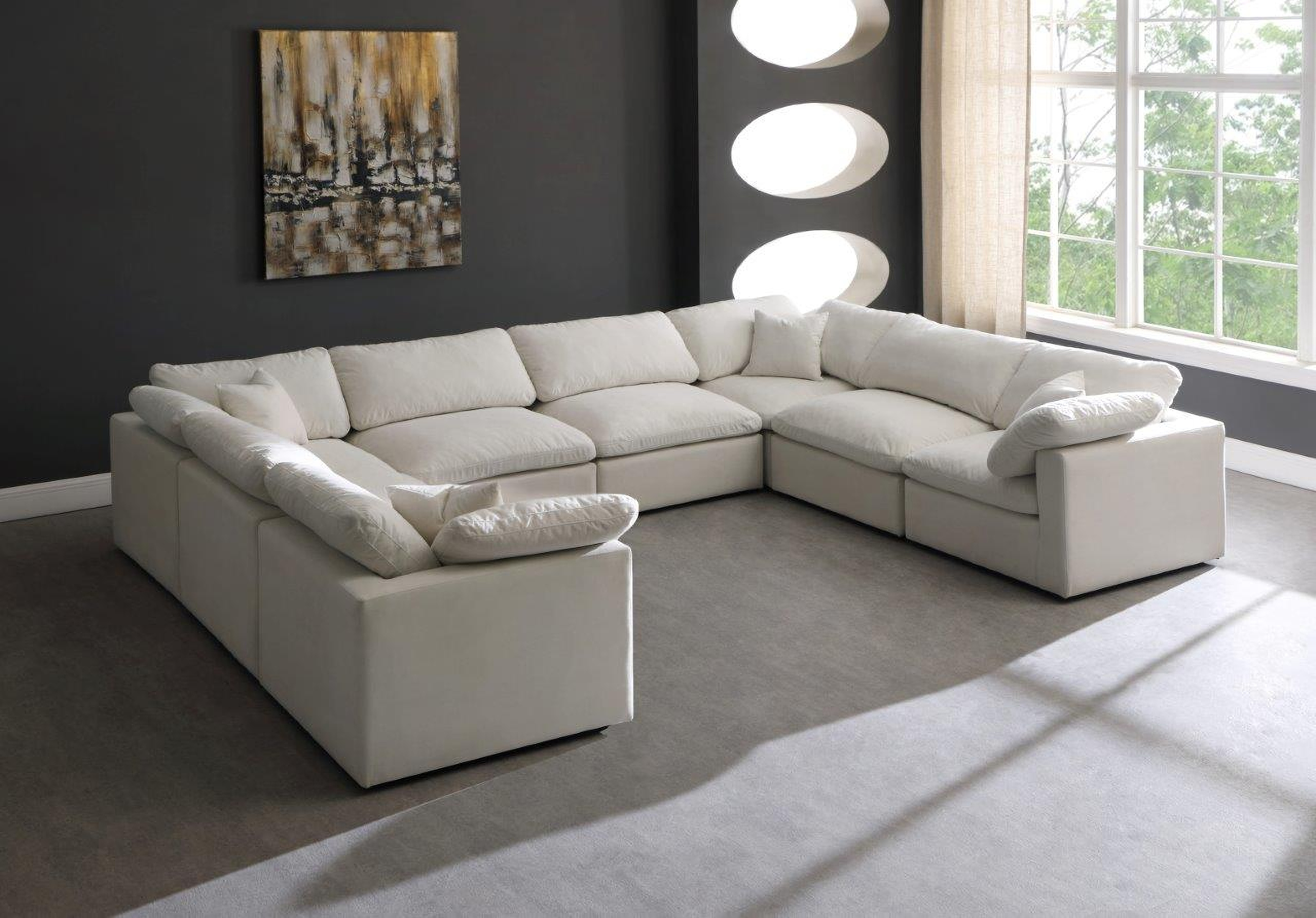 Plush Cream Velvet Standard Cloud Modular Sectional 602CreamSec8A