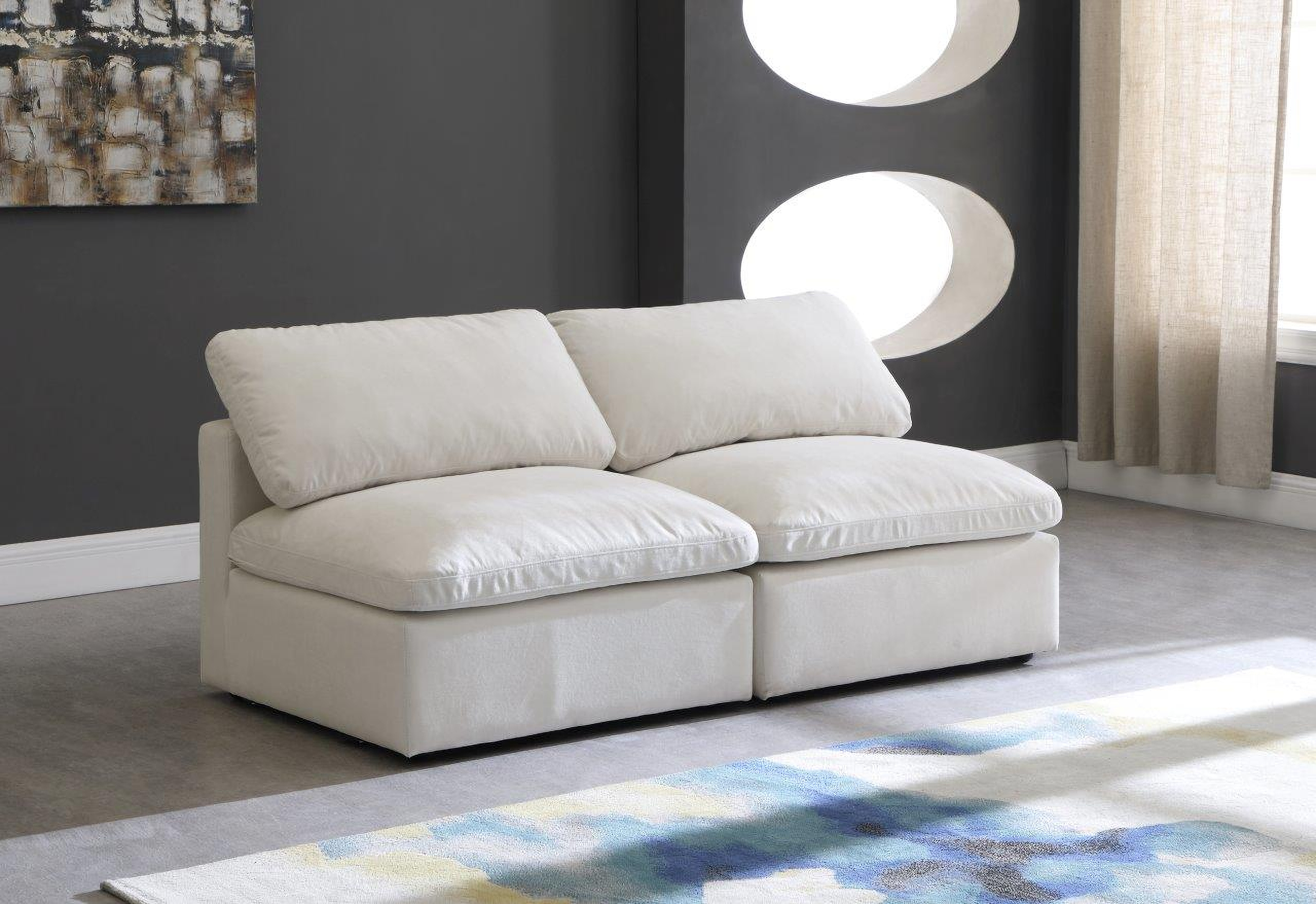 Plush Cream Velvet Standard Cloud Modular Sofa 602Cream-S2 - 1StopBedrooms.