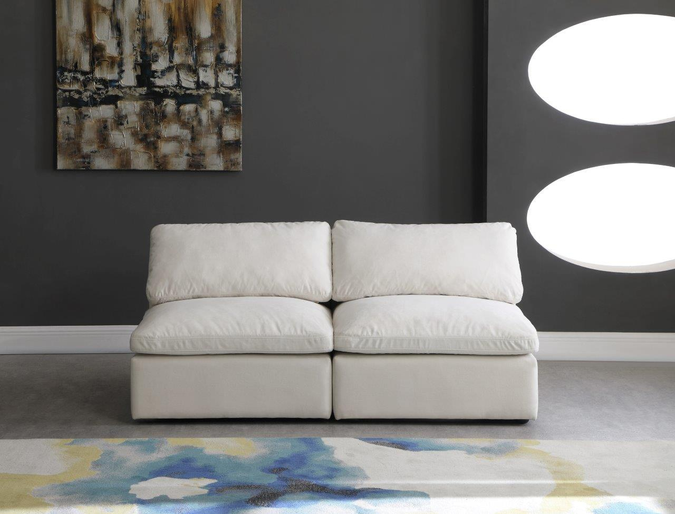 Plush Cream Velvet Standard Cloud Modular Sofa 602Cream-S2 - 1StopBedrooms.