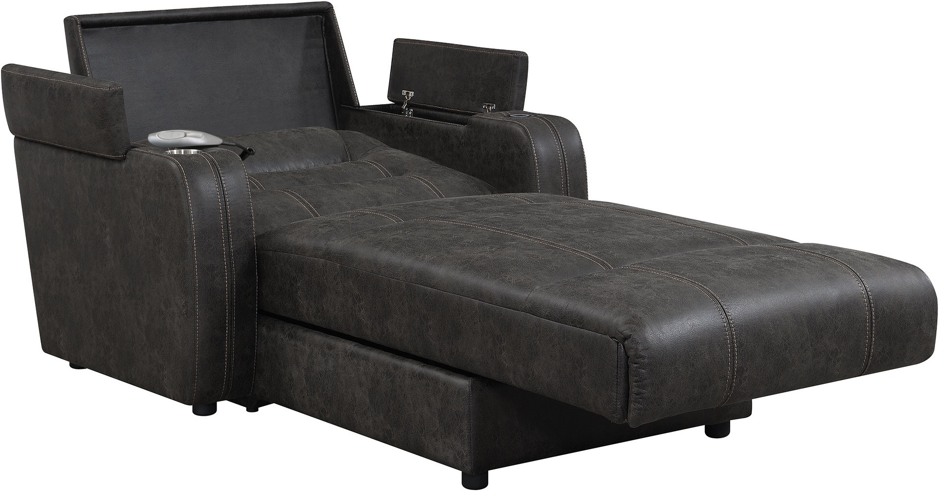 Power Chaise Gray Power Reclining Chaise Lounge Chair with Arms