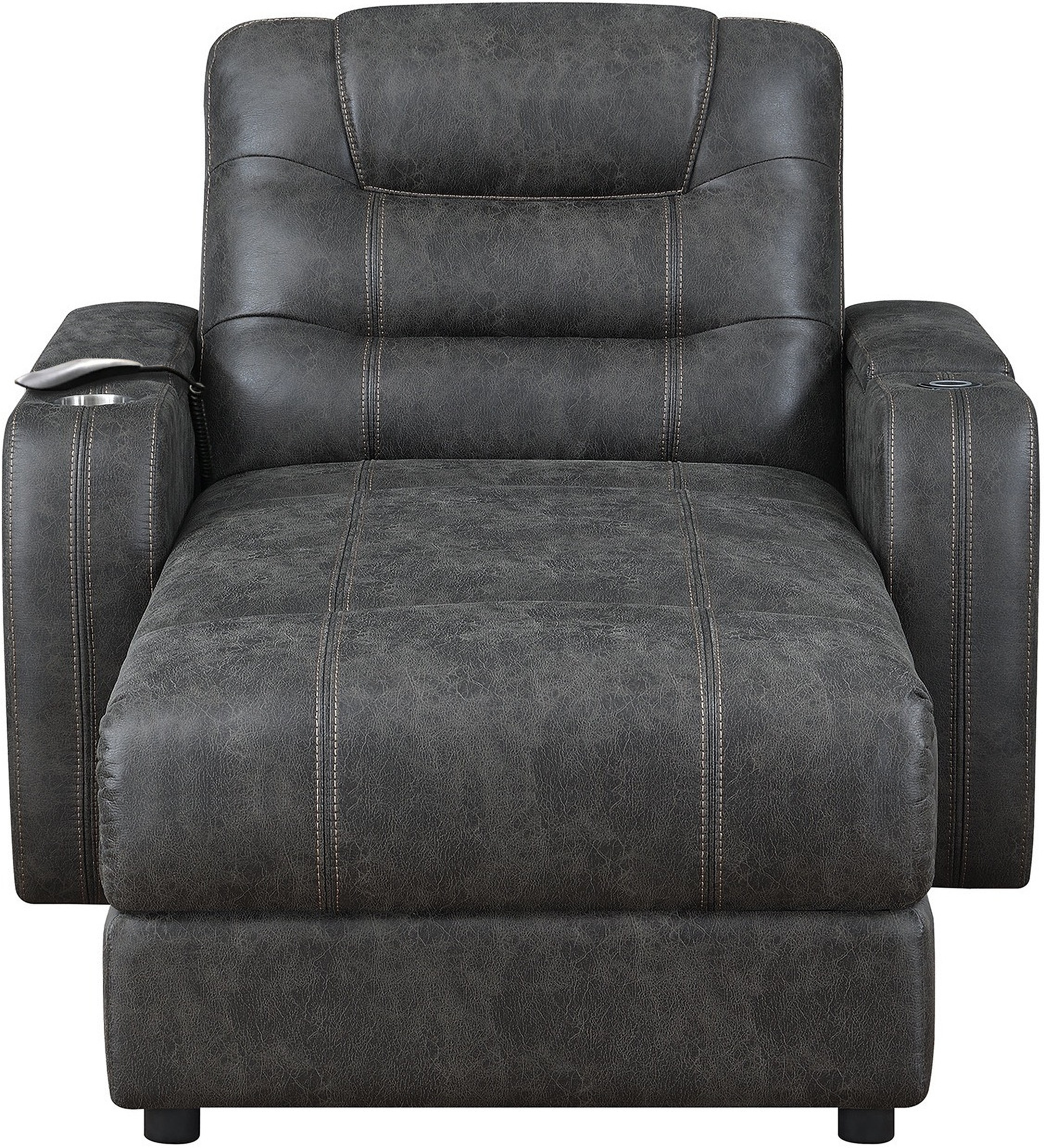 Power Chaise Gray Power Reclining Chaise Lounge Chair with Arms