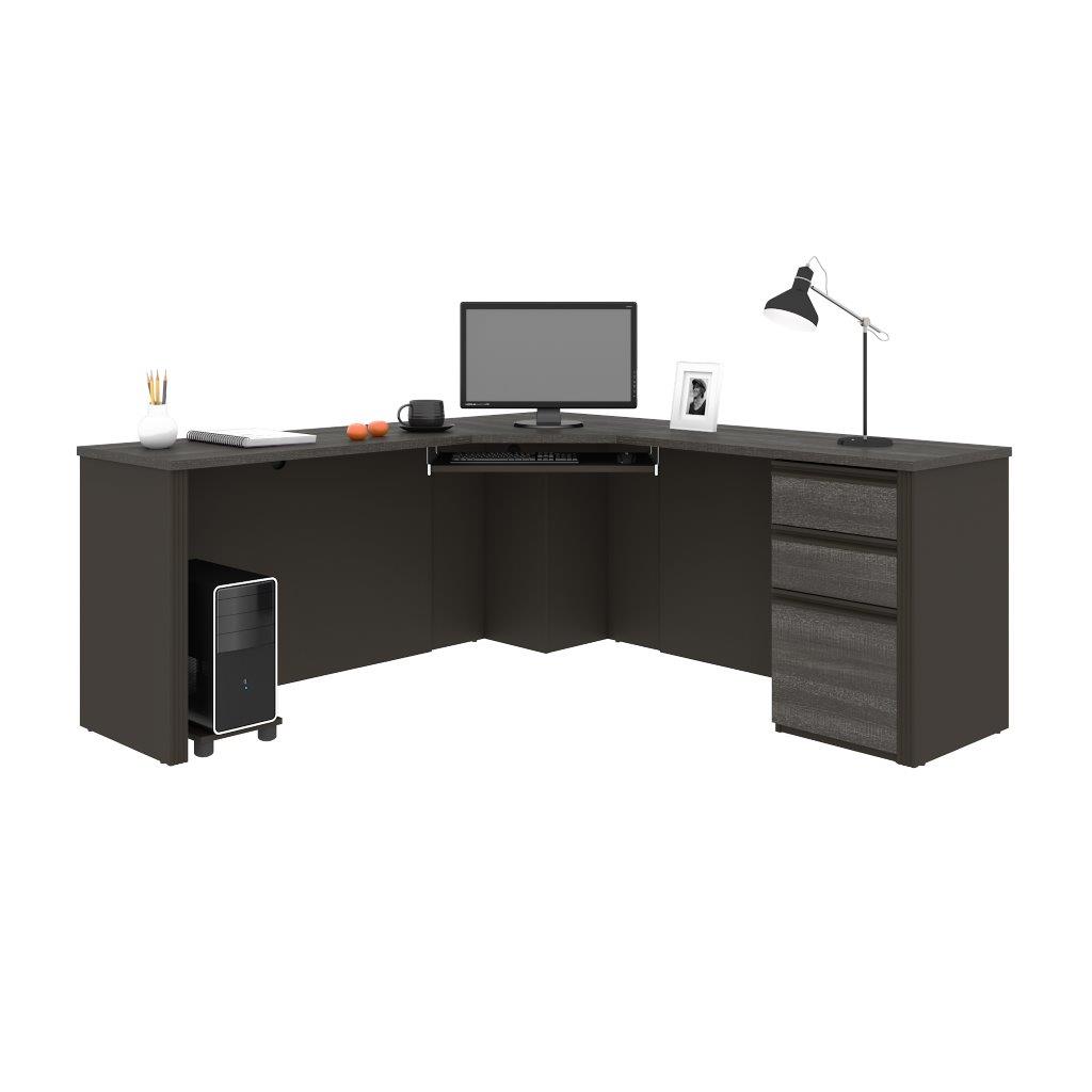 Prestige Corner Desk Including One Pedestal In Bark Gray Slate 1stopbedrooms
