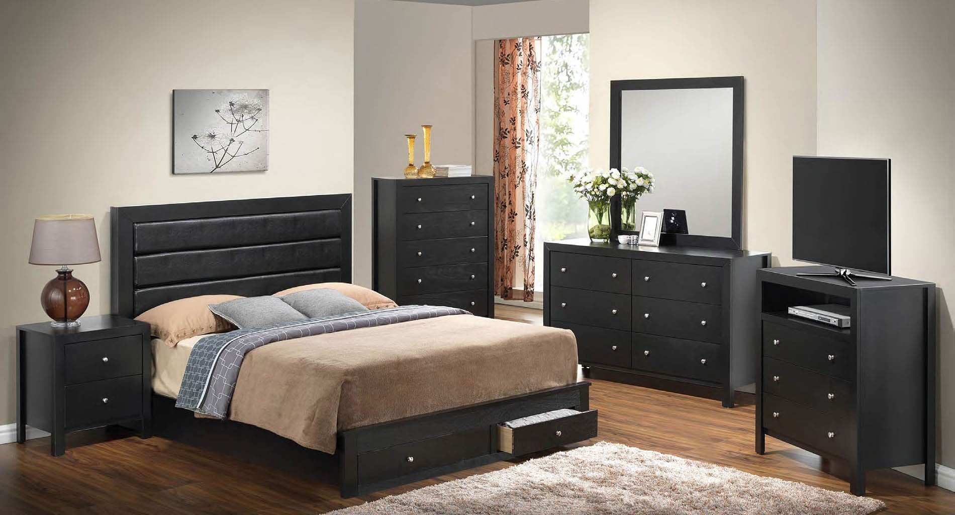 Glory Furniture G2450C Storage Bedroom Set in Black - 1StopBedrooms.