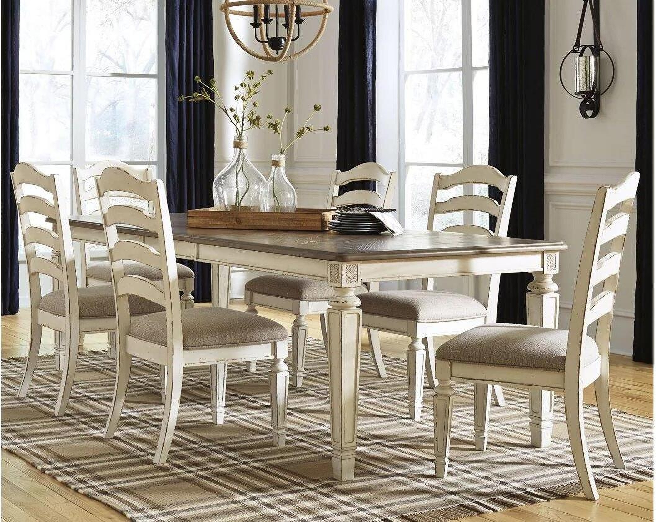 Realyn Chipped White Extendable Rectangular Dining Room Set 1stopbedrooms