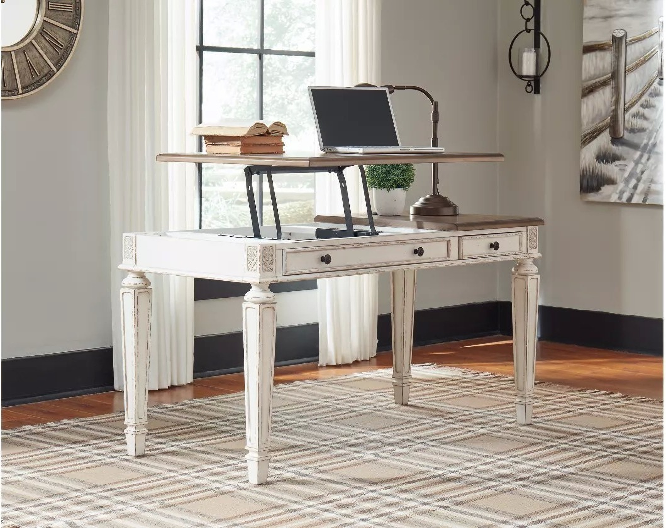 Realyn White And Brown Home Office Desk 1StopBedrooms.