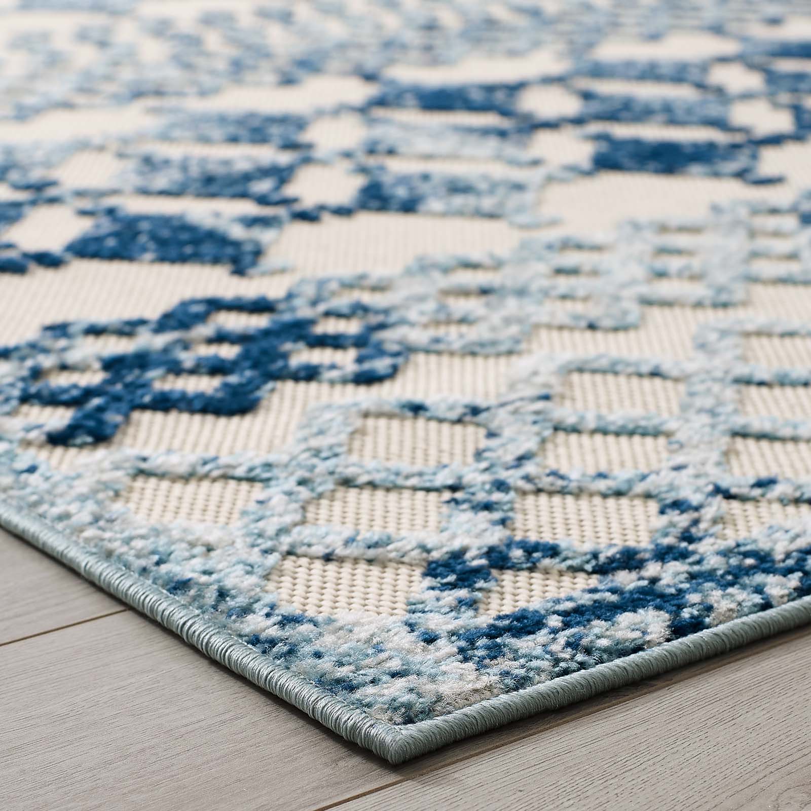 Reflect Ivory And Blue Giada Abstract Diamond Moroccan Trellis 8x10 Indoor Outdoor Area Rug R 1178a 810 1stopbedrooms