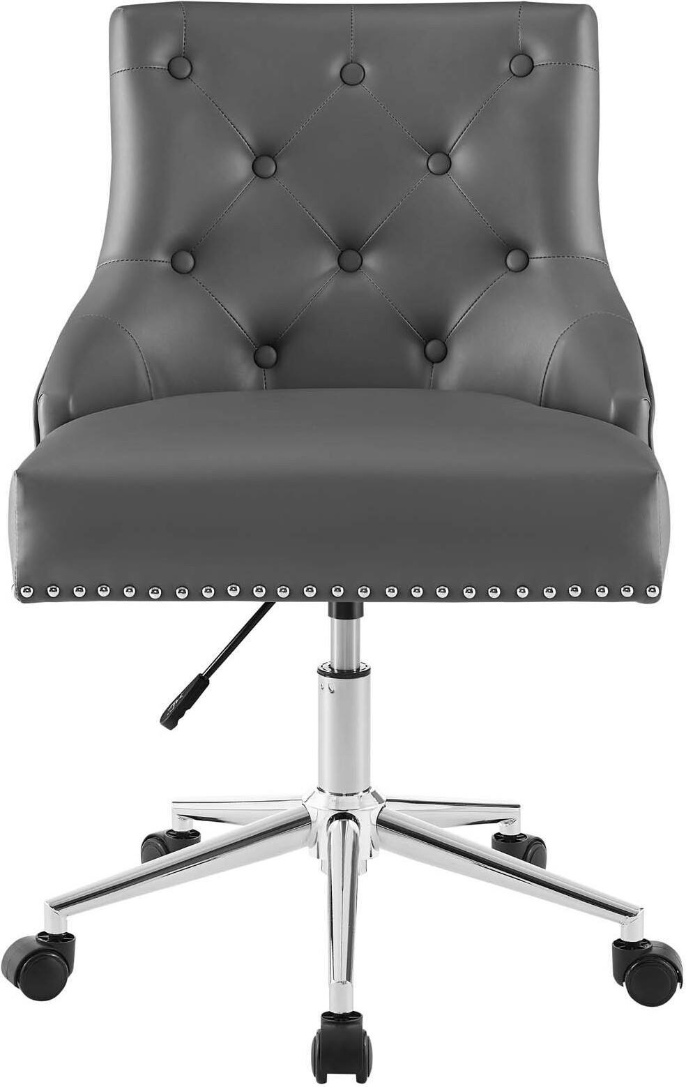 Regent Gray Tufted Button Swivel Faux Leather Office Chair ...