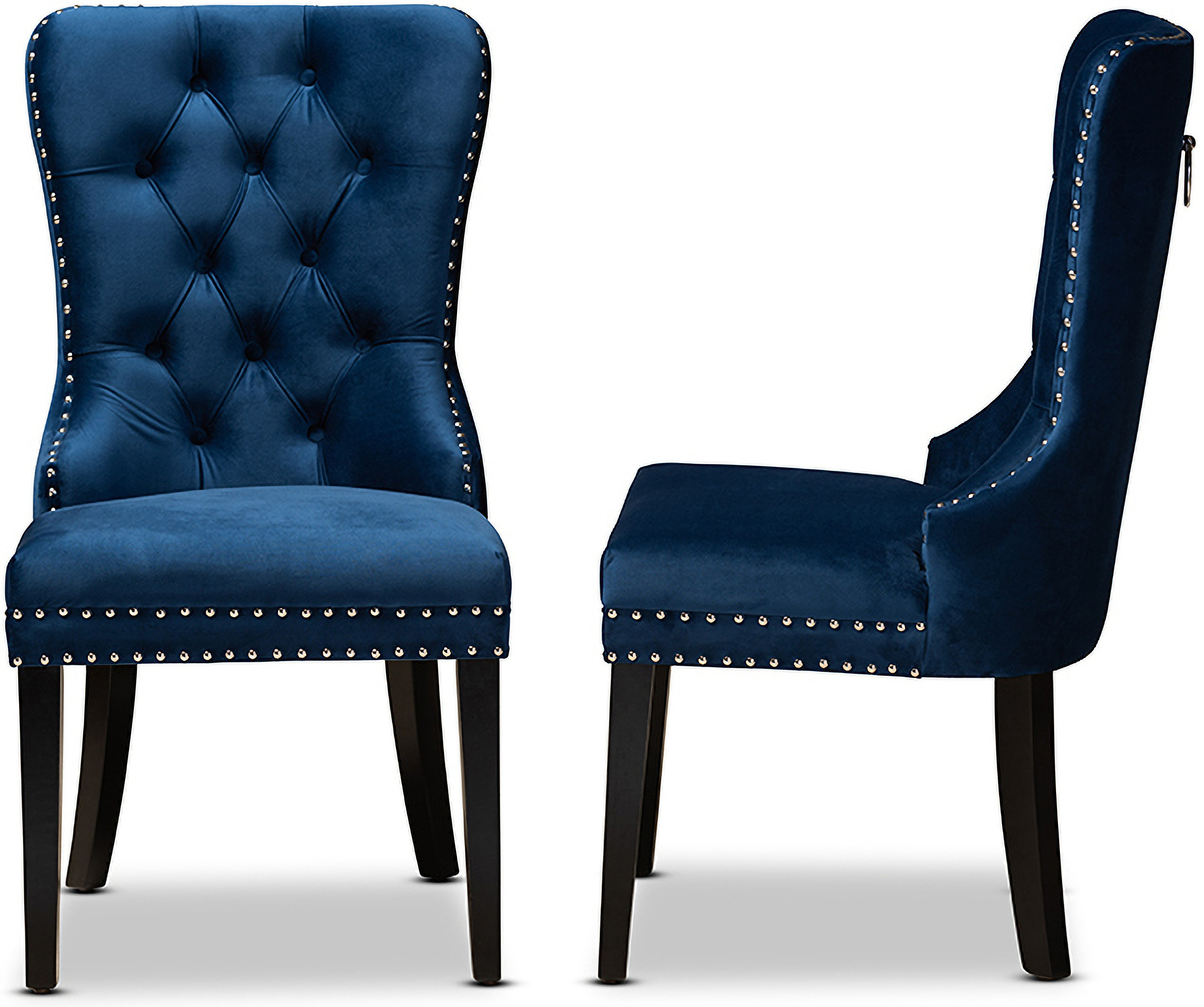 Remy Modern Transitional Navy Blue Velvet Fabric Upholstered