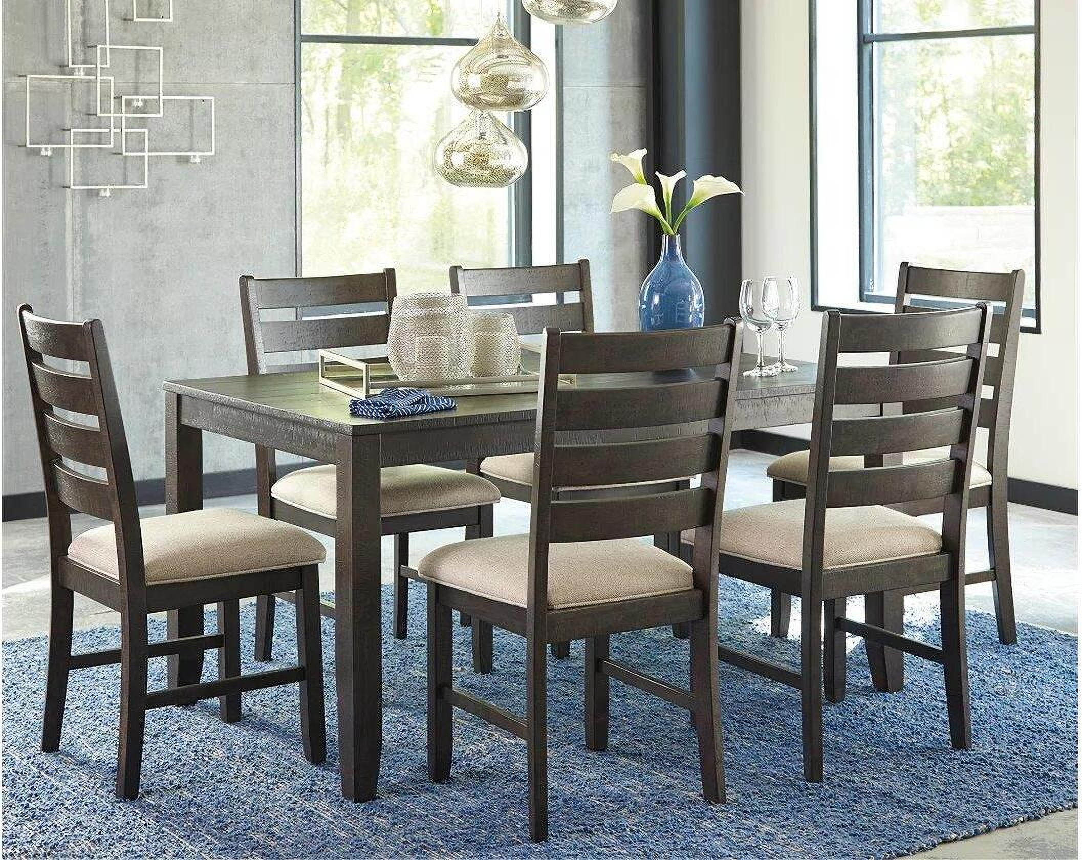 Rokane Brown 7 Piece Dining Room Set 1stopbedrooms