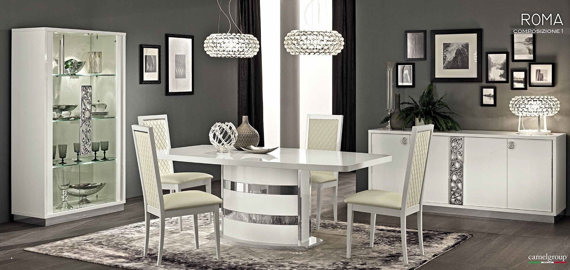 Roma Dining Room Set White 1stopbedrooms