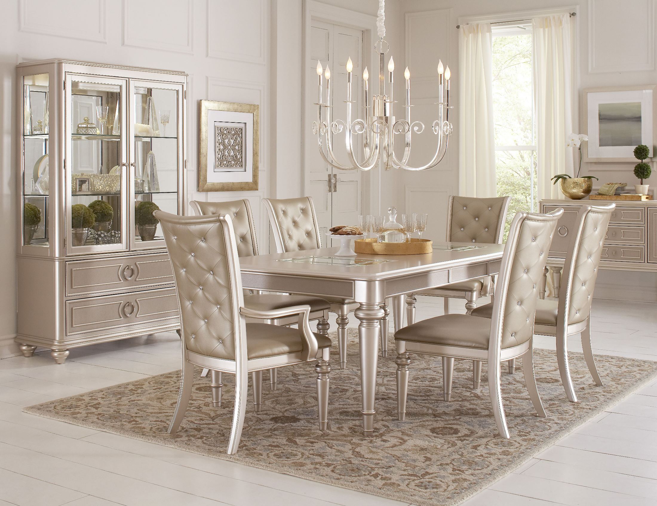 Samuel Lawrence Dynasty Gold Metallic Extendable Rectangular Leg Dynasty Gold Metallic Extendable Rectangular Leg Dining Table Media Gallery 4