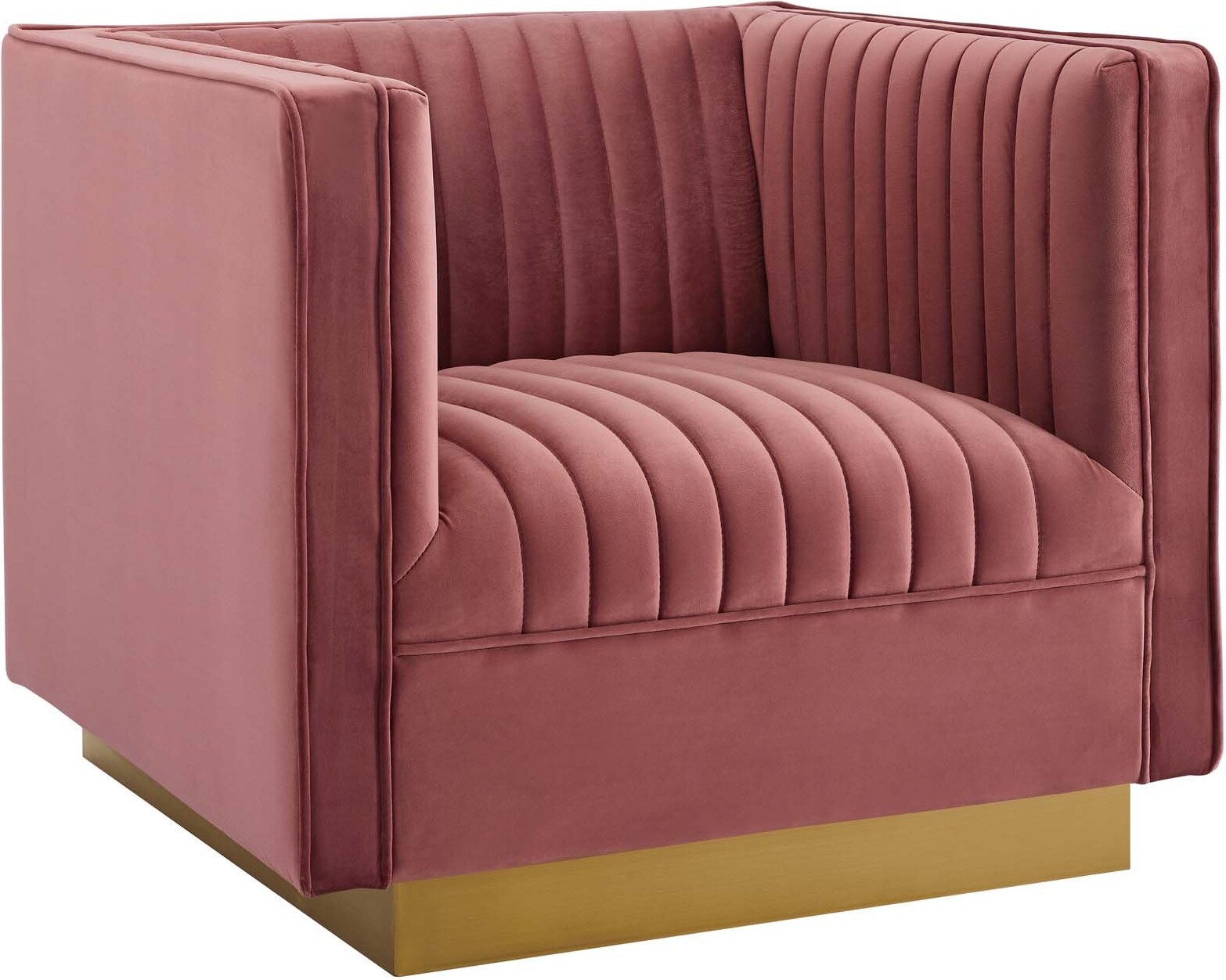 Sanguine Dusty Rose Vertical Channel Tufted Accent Performance Velvet Arm Chair Eei 3406 Dus 1stopbedrooms