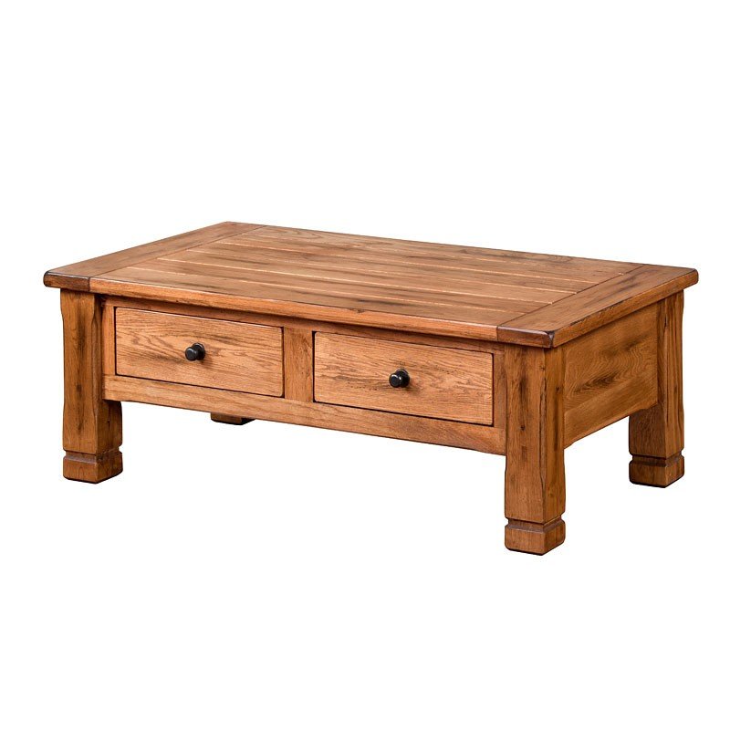 Sedona Rustic Oak 2 Drawer Rectangular Coffee Table 1stopbedrooms